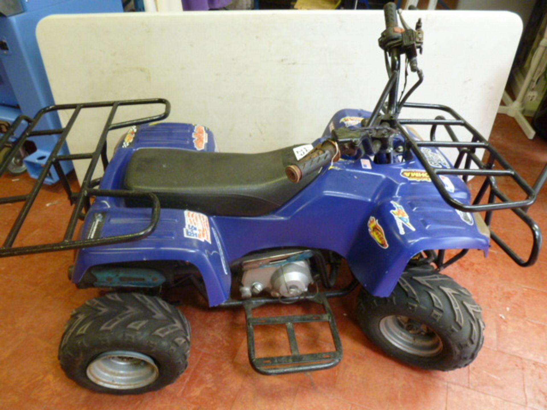 Mini ATV Petrol Quad Bike in Blue. Condition Unknown, For Spares & Repair (As Viewed)