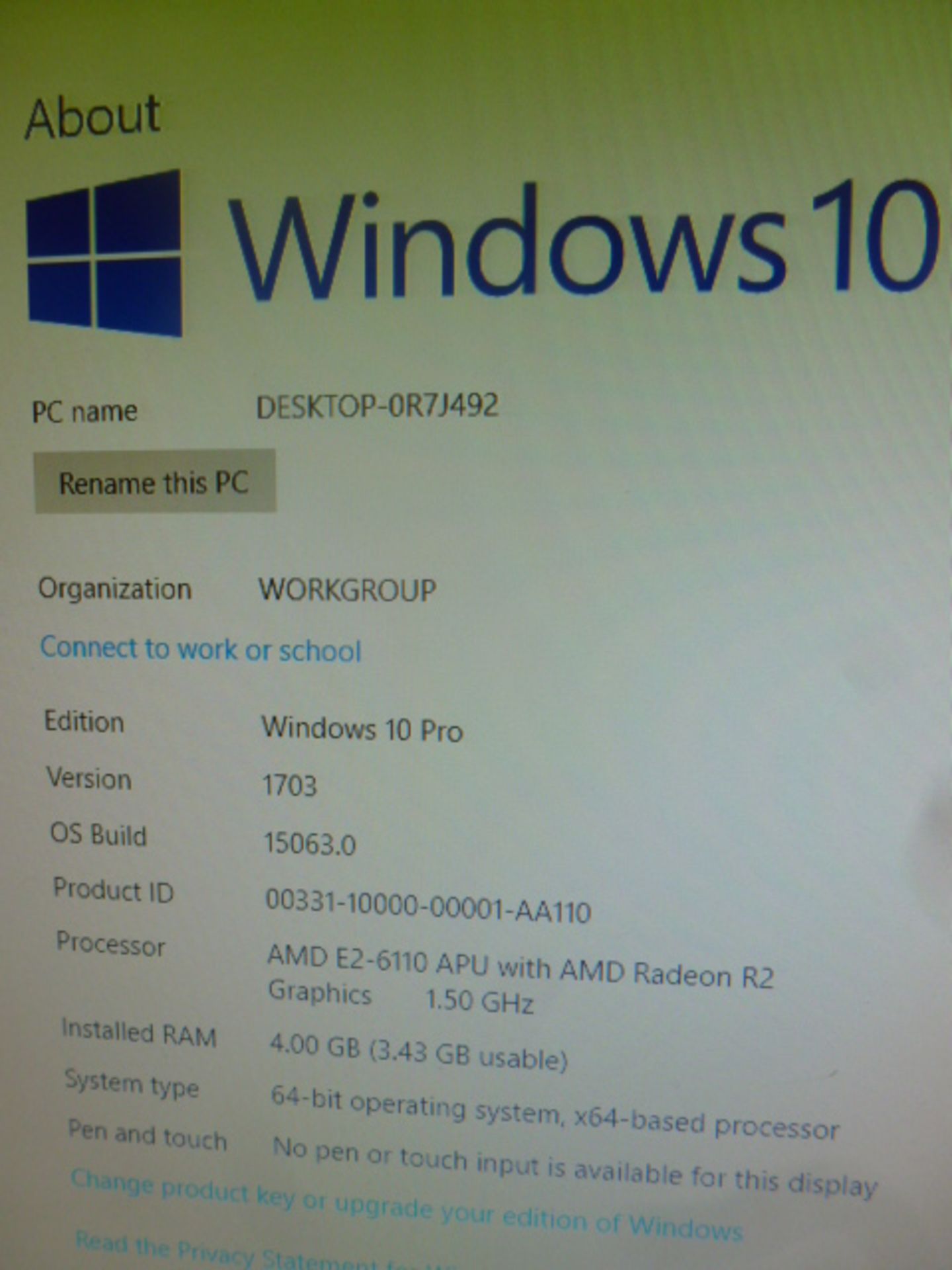 Acer Aspire XC-115 PC Running Windows 10 Pro Version 1703. AMD E2-6110, APU with AMD Radeon R2 - Image 3 of 3