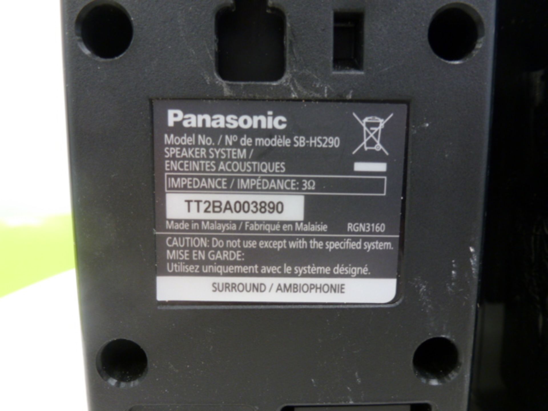 Set of Panosonic Surround Sound Speakers to Include: 1 x Subwoofer, 2 Surround, 2 x Front & 1 - Image 2 of 6