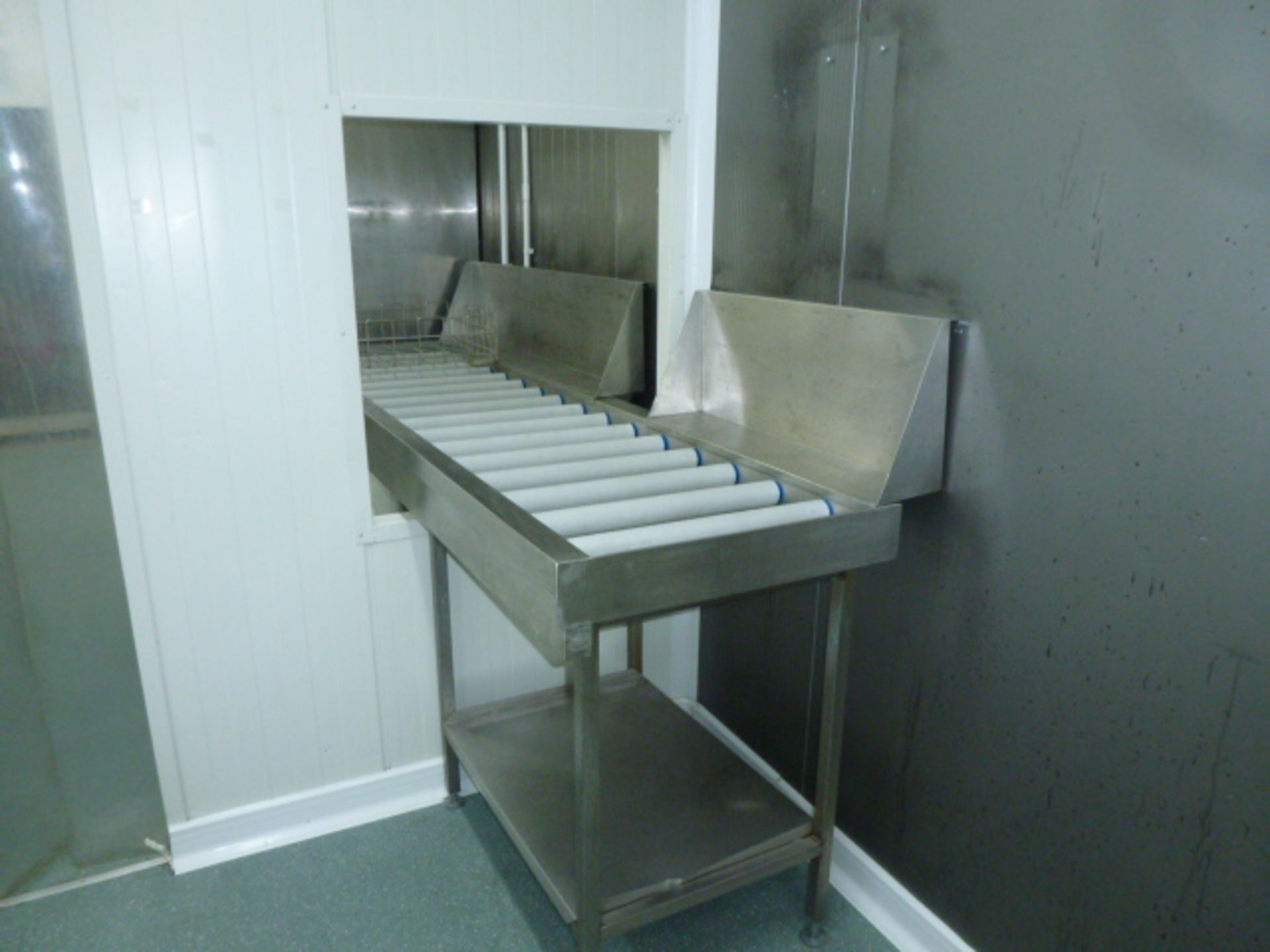 Stainless Steel Dishwasher Outlet Table with Guide Runners & Drain. Size (L) 250cm - Image 5 of 5