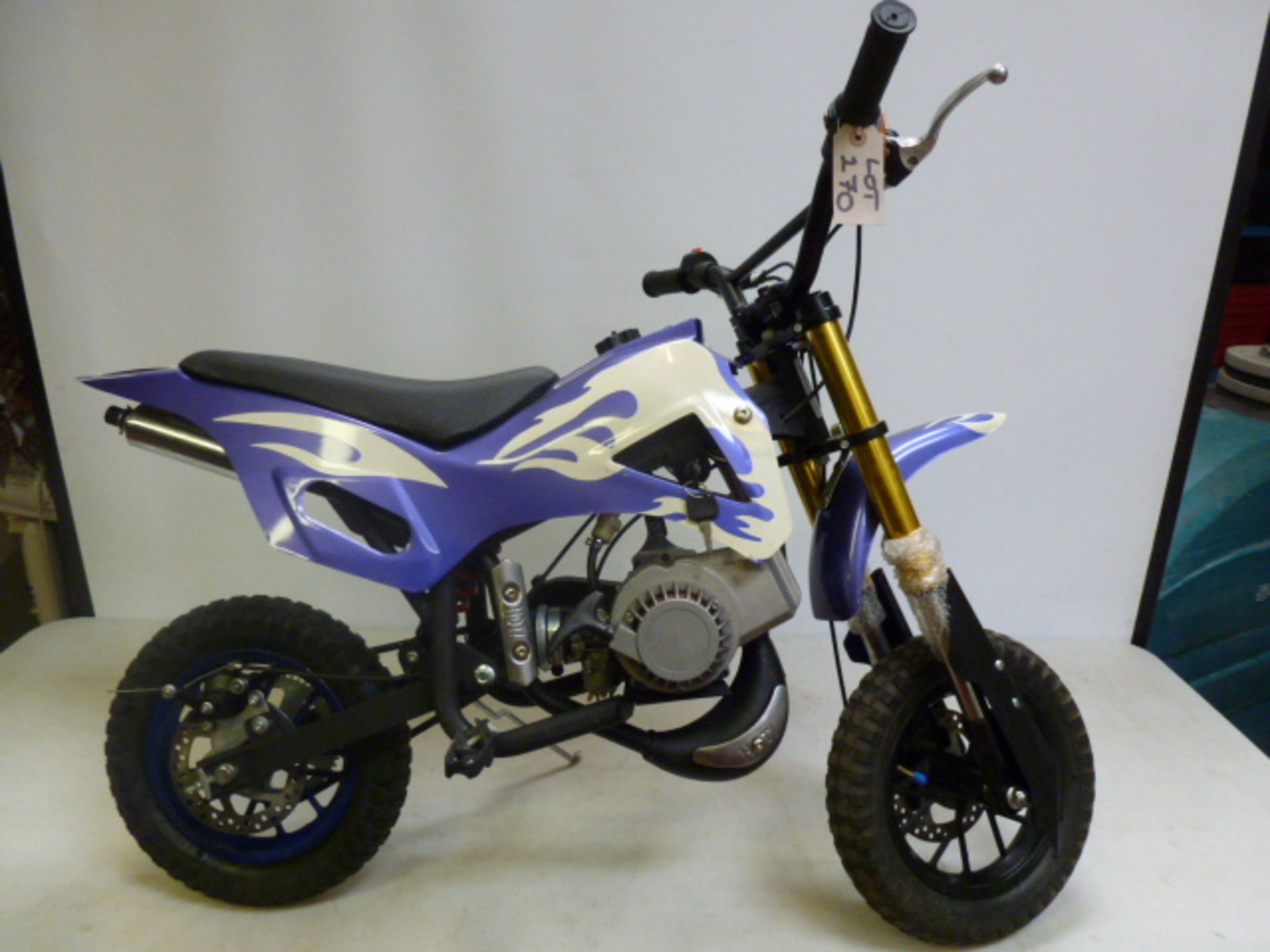 ZHEJING LYAA Company Ltd Mini Petrol Pit/Dirt Bike in Purple with White Flame, Model MD01/MD03, Year