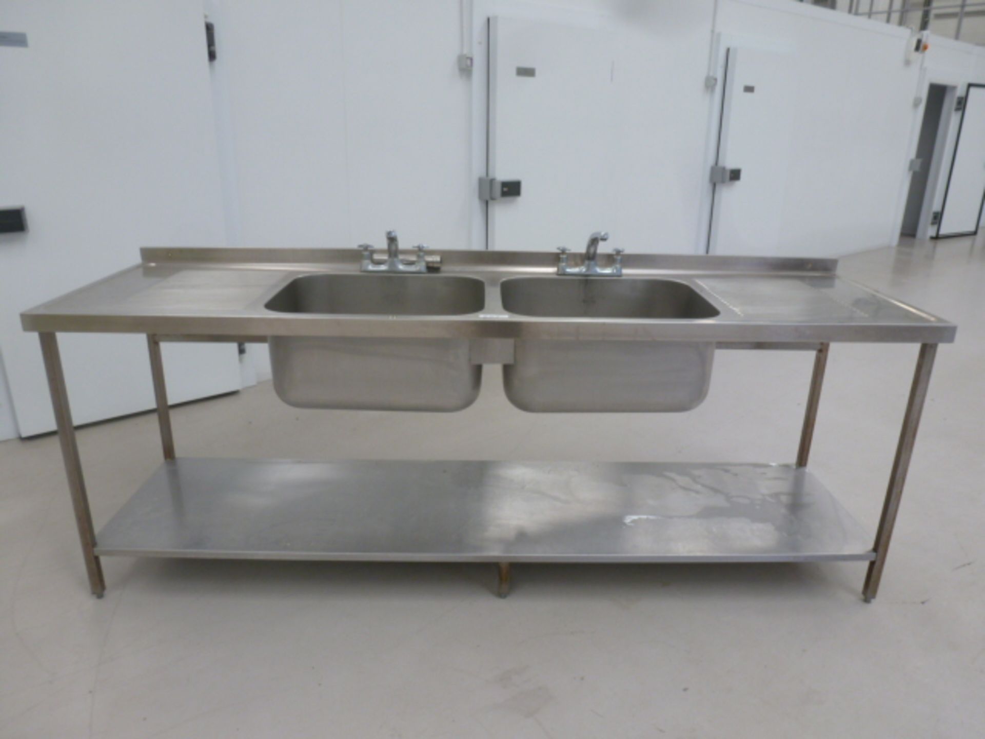 Parry Double Tap & Sink Unit with Double Drainer. Size (L) 150cm x (D) 60cm x (H) 90cm.
