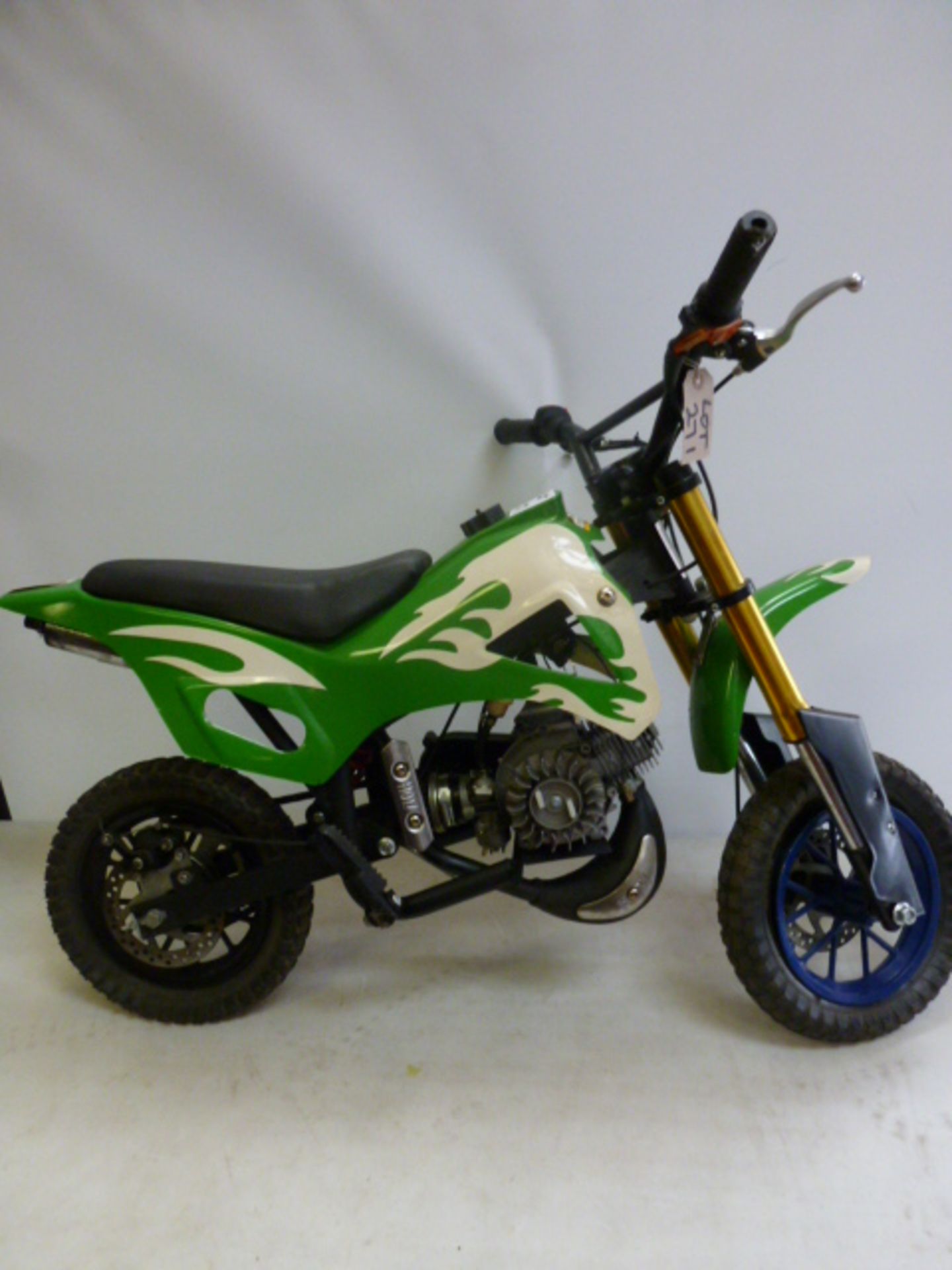 ZHEJING LYAA Company Ltd Mini Petrol Pit/Dirt Bike in Green with White Flame, Model MD01/MD03,