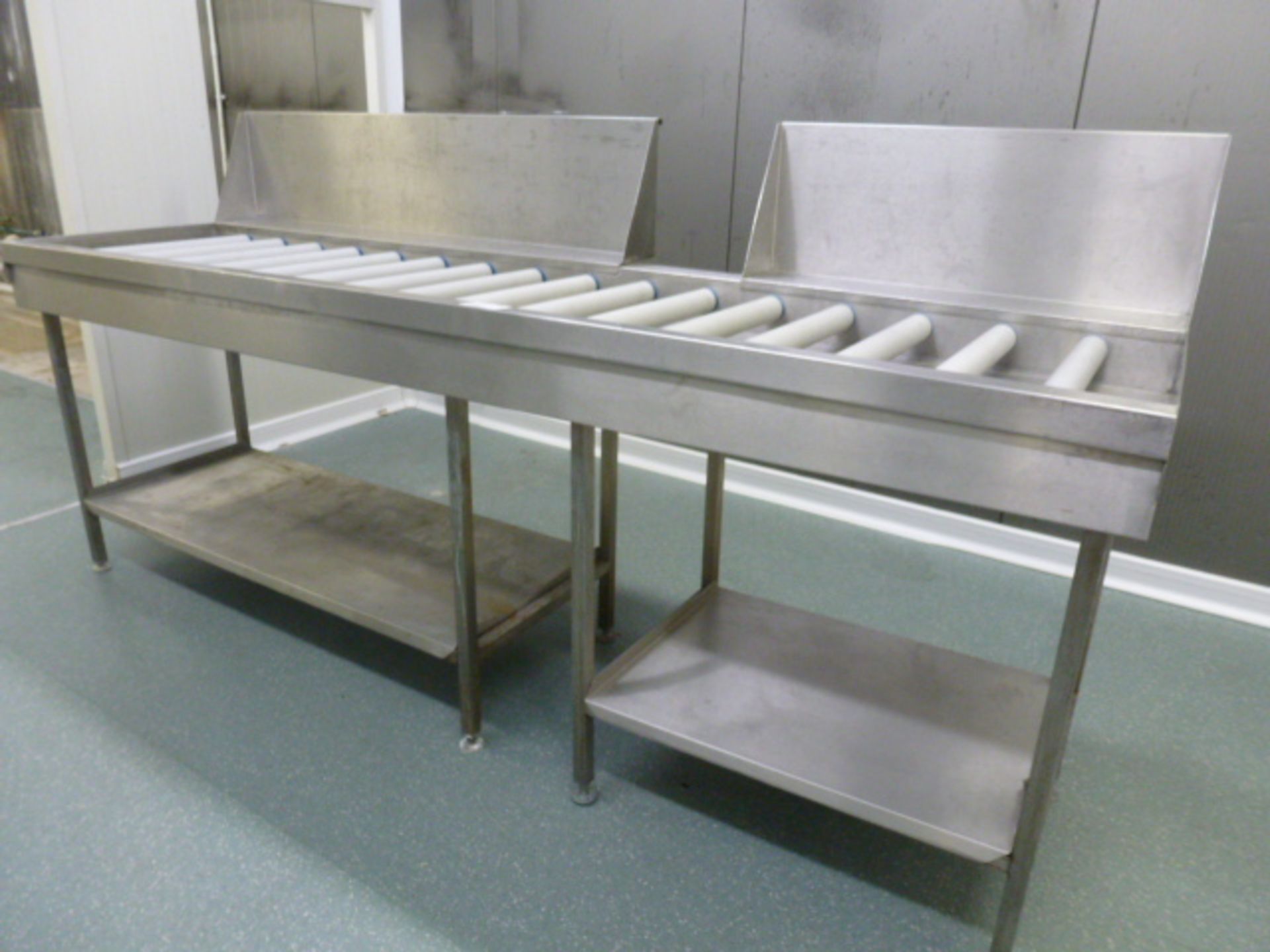 Stainless Steel Dishwasher Outlet Table with Guide Runners & Drain. Size (L) 250cm - Image 3 of 5