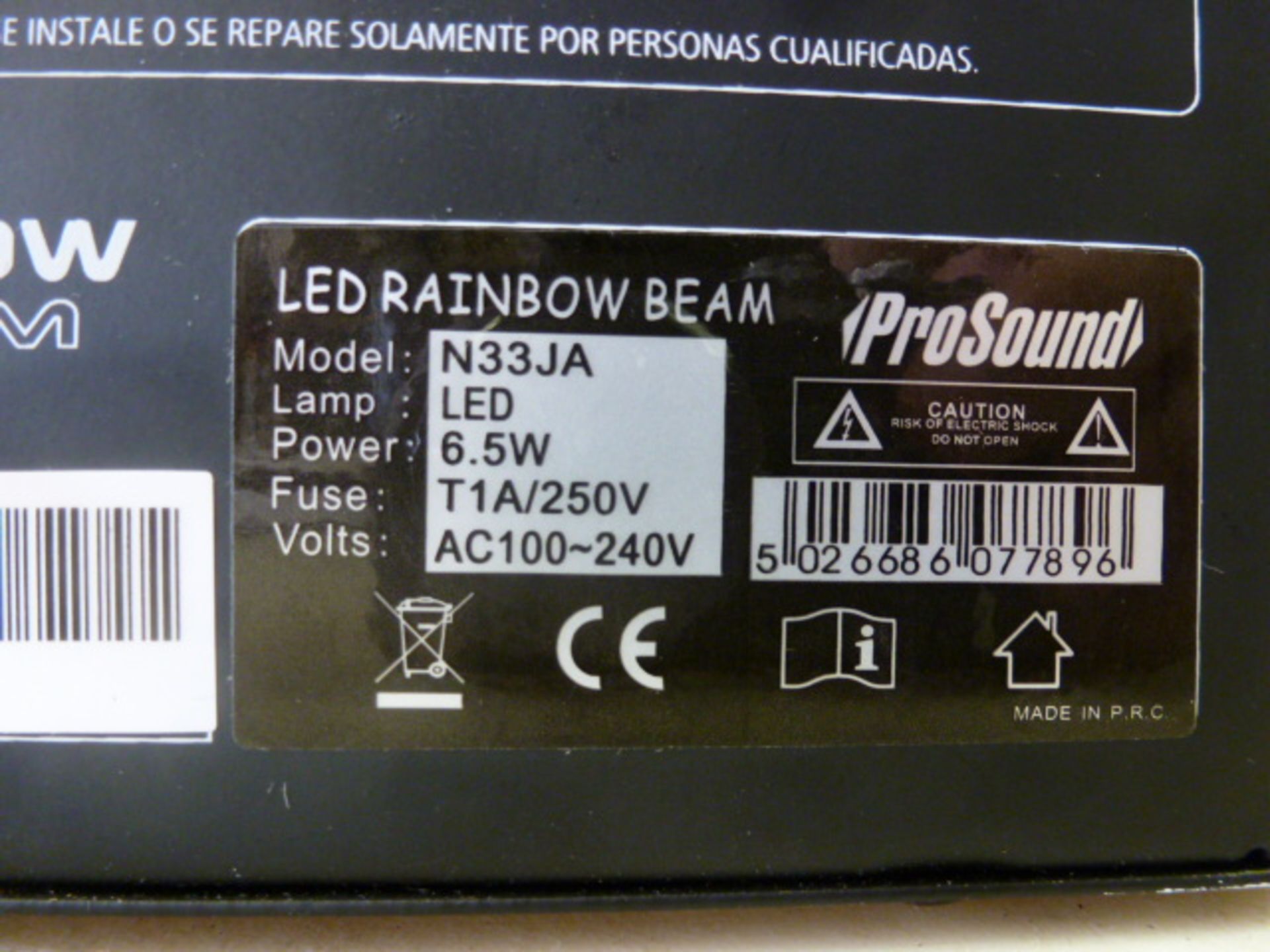 ProSound Rainbow Beam LED Light, N33JA, In Original Box. - Image 3 of 4