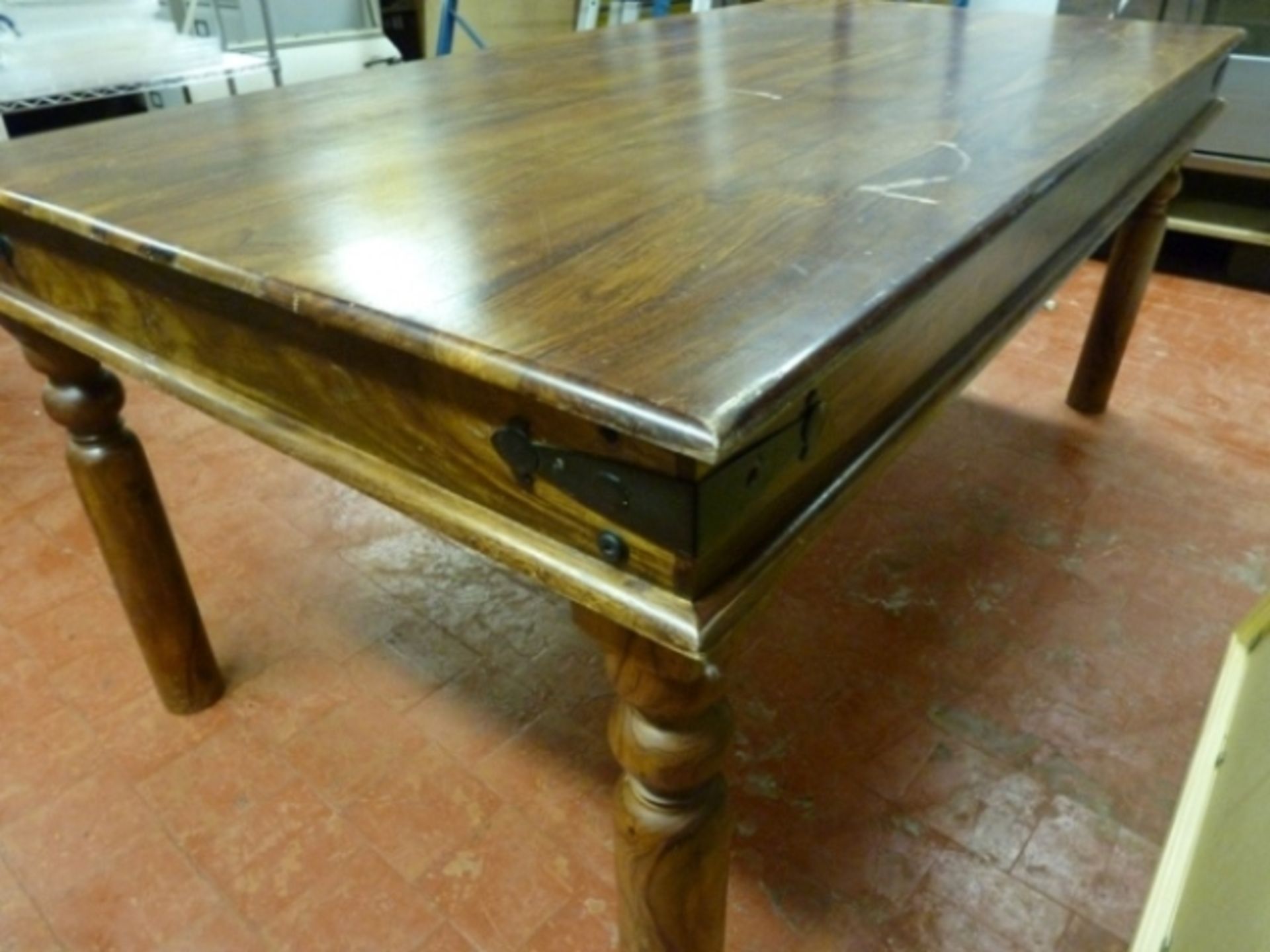 Repro Hardwood Dining Table on Turned Legs, Slight Marks to Top. Size 180cm x 95cm (Requires - Image 3 of 5