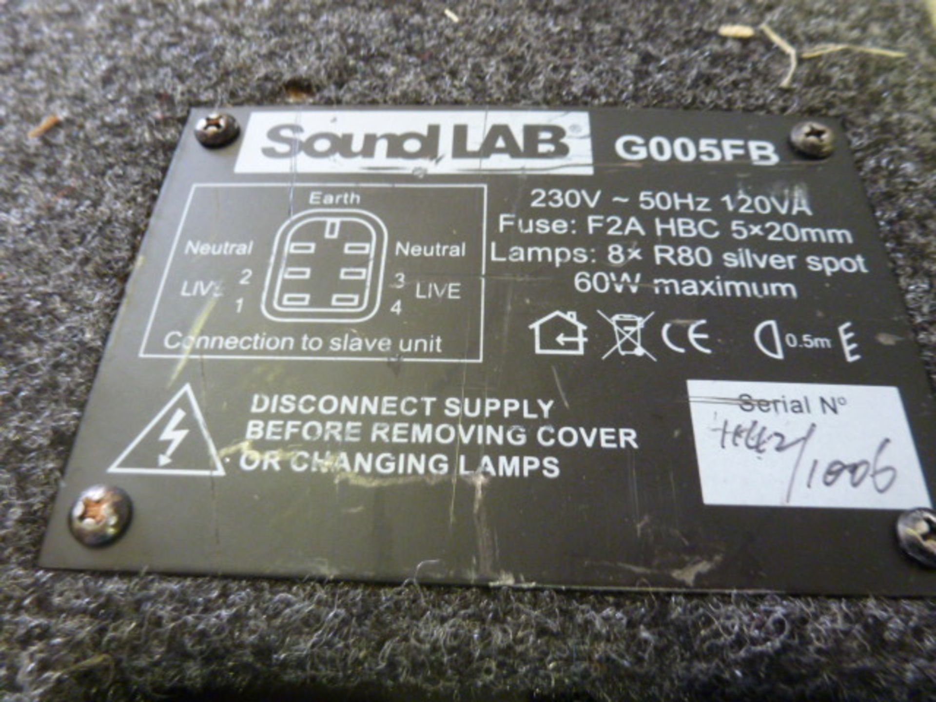 Sound LAB 8 Lamp Light Box with Sound to Light Function, Model G005FB, with Power Supply. - Image 3 of 6