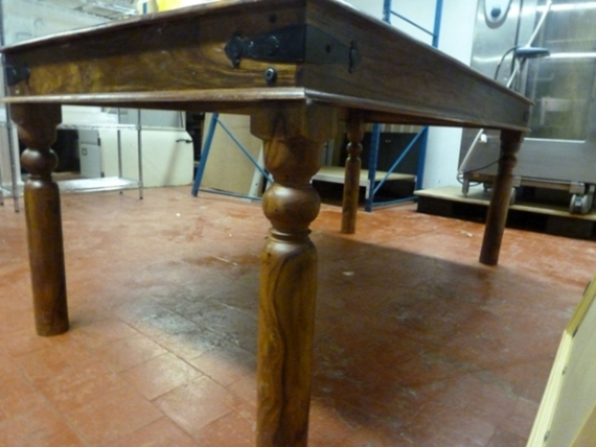 Repro Hardwood Dining Table on Turned Legs, Slight Marks to Top. Size 180cm x 95cm (Requires - Image 4 of 5