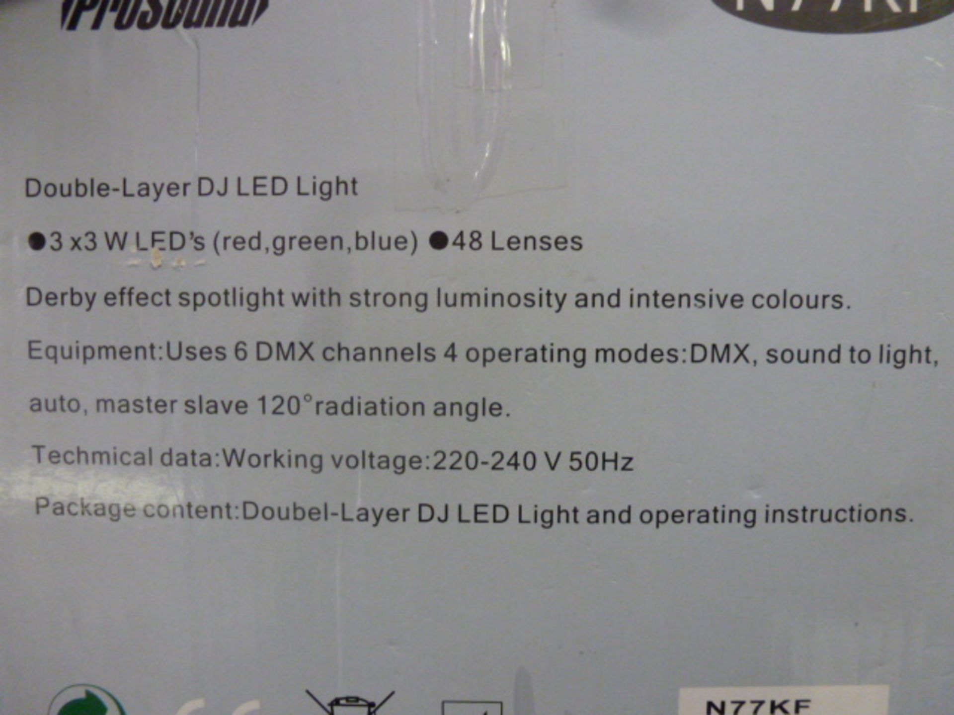 ProSound Double Layer DJ LED Light with DMX, Model N77KF, In Original Box. - Image 4 of 4