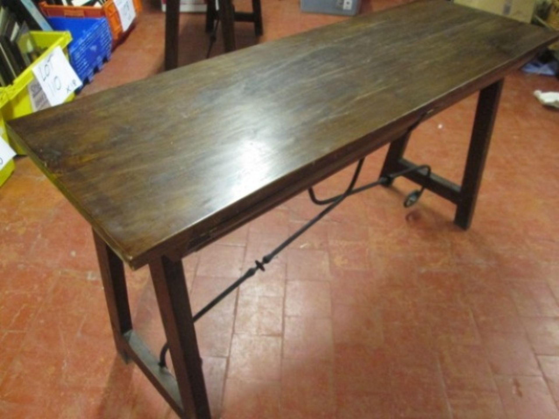 Vintage Double Sided Old Wooden Console Table with 2 Draws & Wrought Iron Detail. Size (H) 75cm x ( - Image 2 of 9