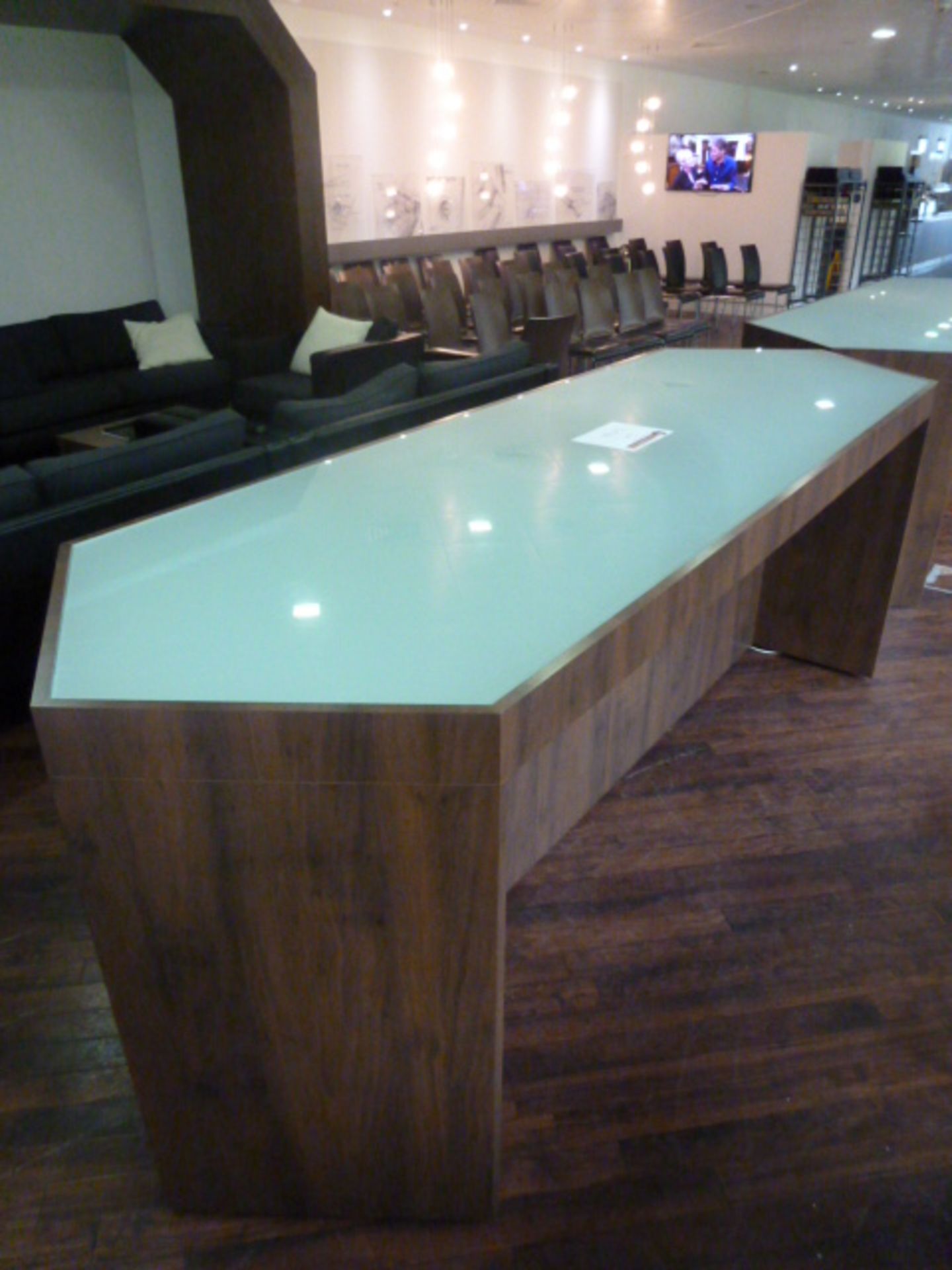 Bespoke Canteen Illuminated Glass Topped Counter Unit. Size L290cm x W90cm x H103cm. - Image 3 of 4