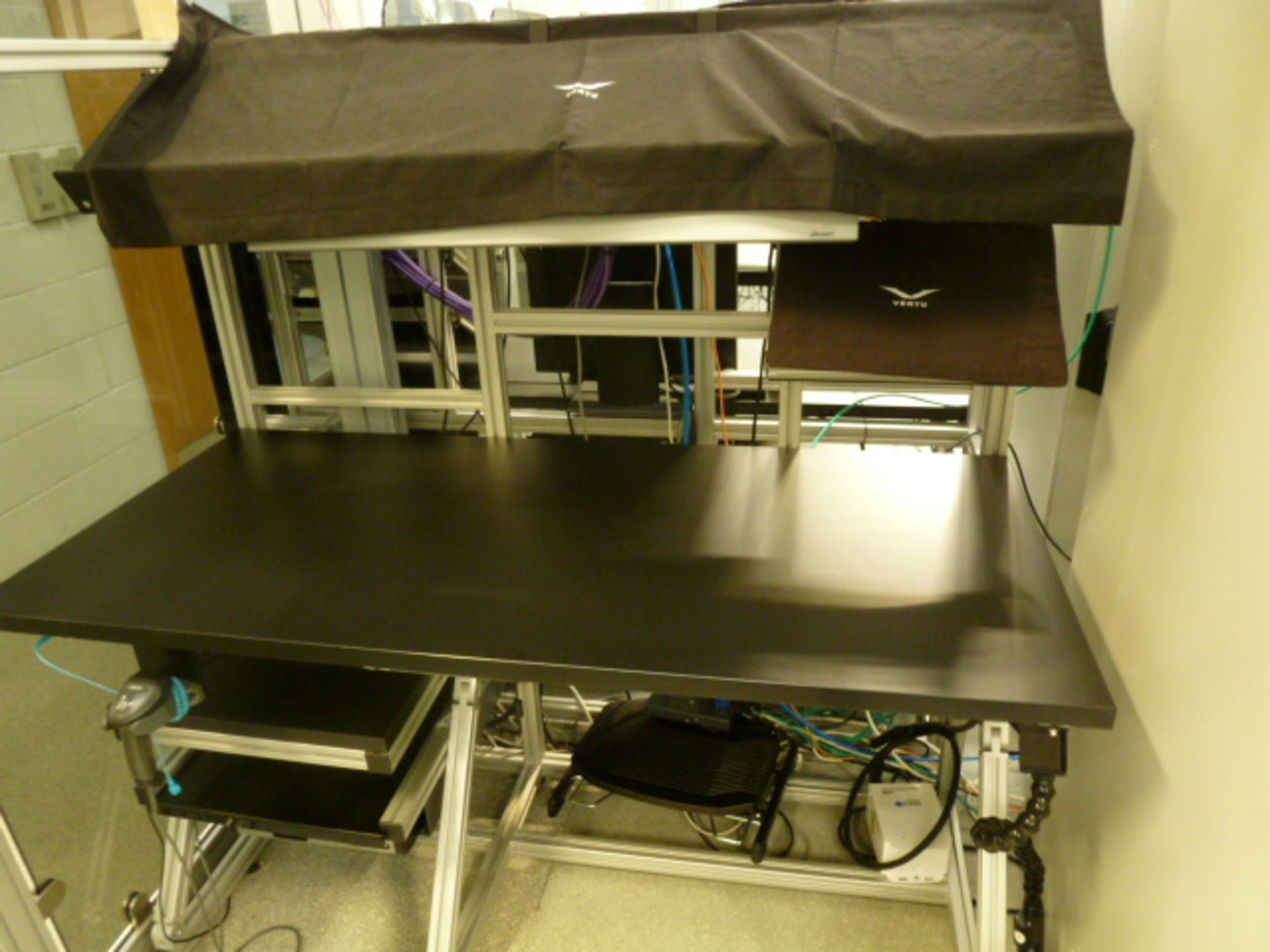 2 x 1500mm Fully Adjustable Aluminium Framed Work Benches with Shelf Over & Anti Static Mat for - Image 6 of 8