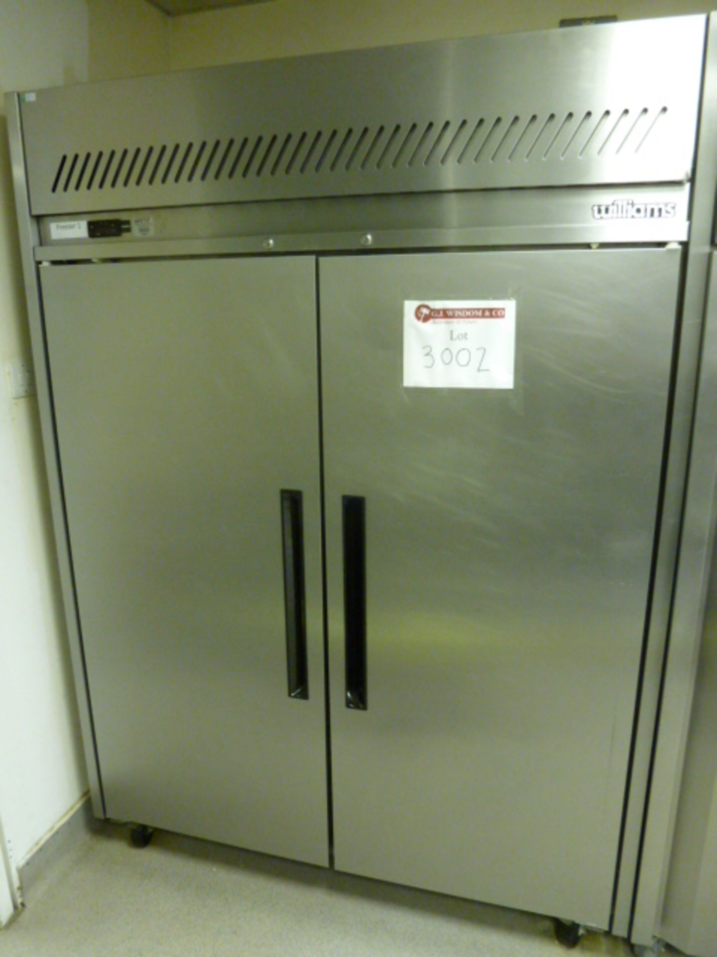 Williams Stainless Steel Double Door Commercial Freezer, Model LJ2SA, S/N 0203308653. Size W140cm