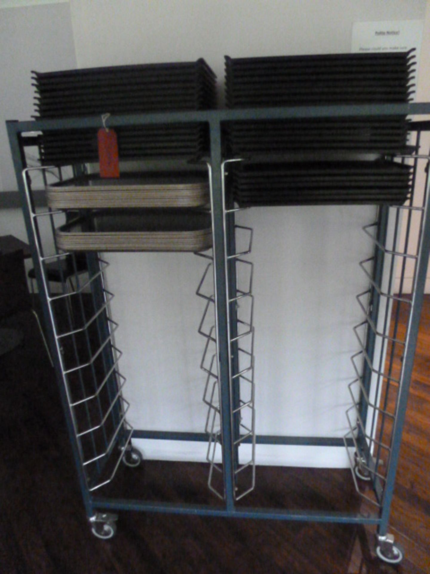2 x Sissons 20 Rack Canteen Tray Collection Trolley's with 45 x Wooden & 80 x Plastic - Image 3 of 3
