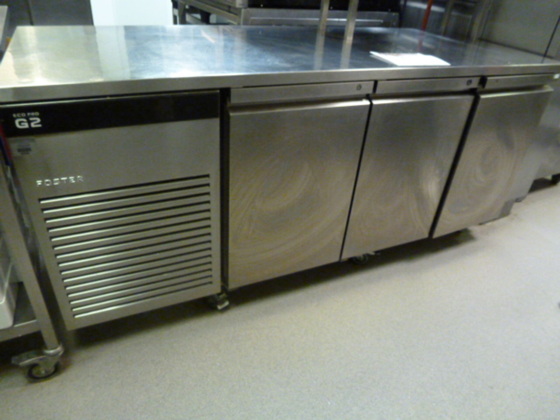 Foster Stainless Steel EcoPro G2 Triple Door Fridge with Prep Top on Castors. Model EP1/3H, S/N