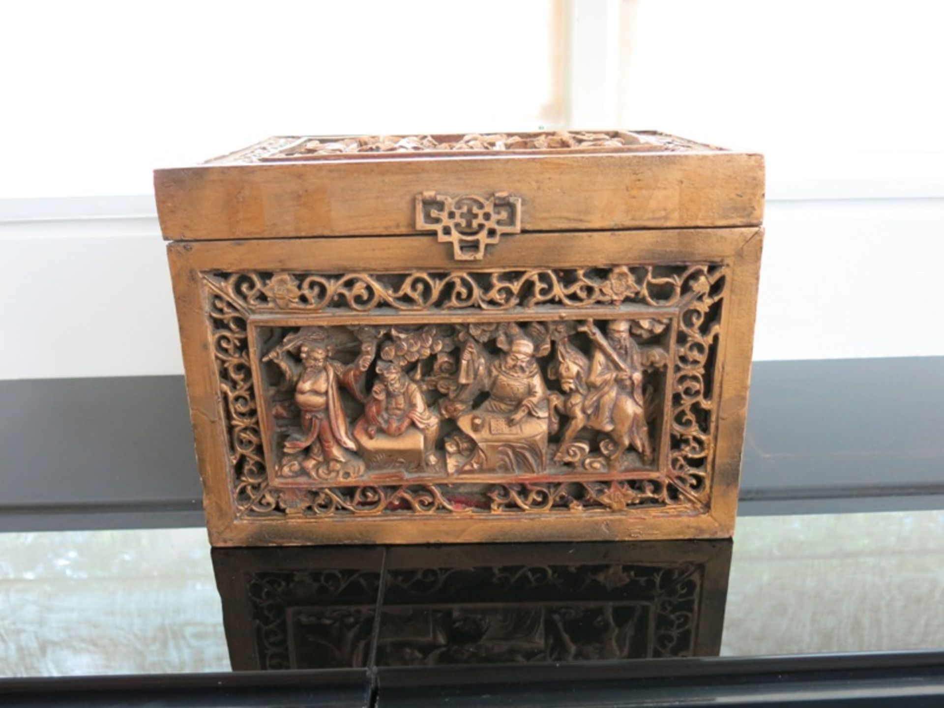 Pair of Wooden Chinese Ornamental Lions in Carved Wooden Box. "Chinese Good Luck Gift" - Image 9 of 9