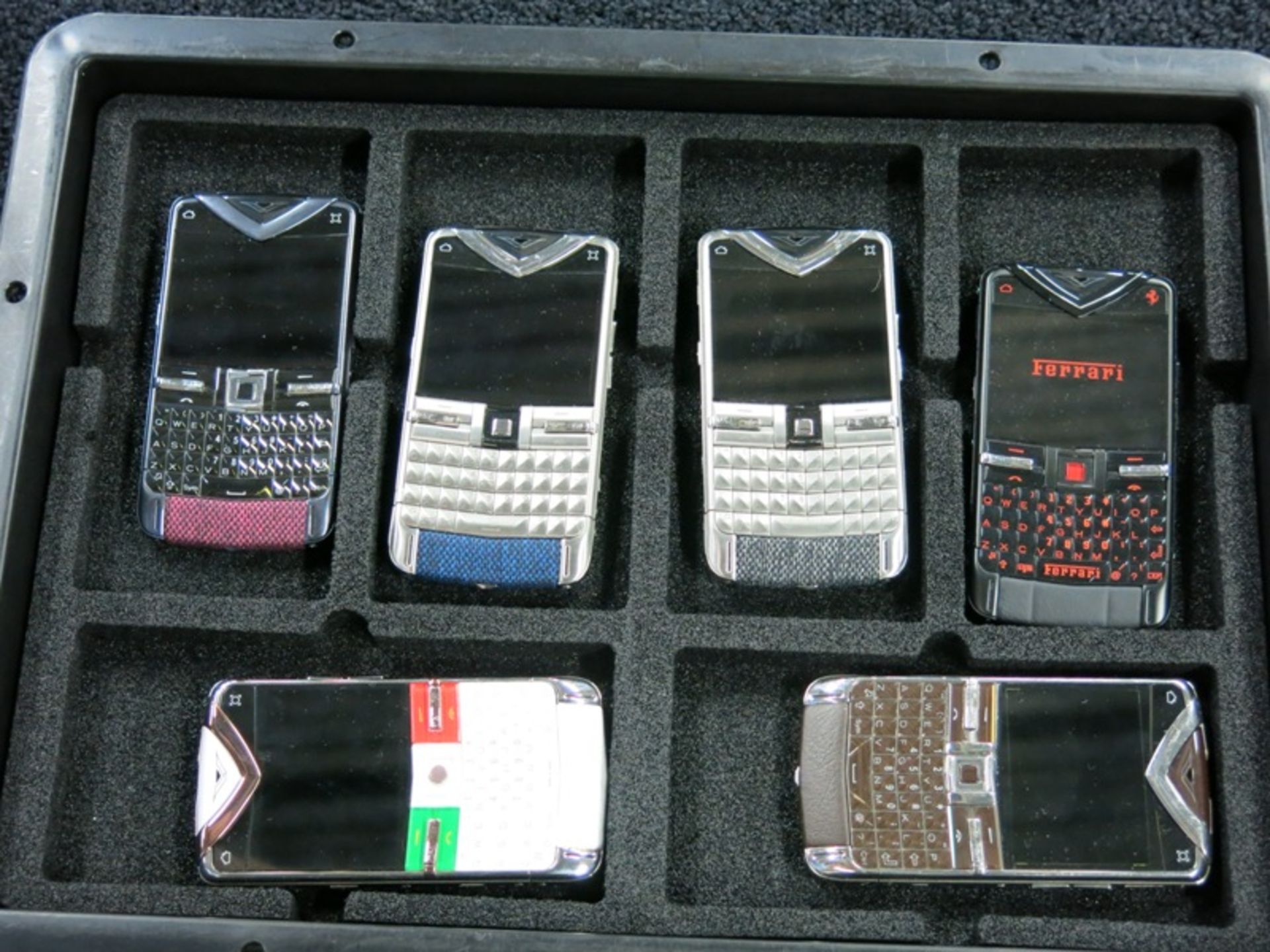 Archive Collection of 23 Vertu Constellation Quest Phones made of Stainless Steel, Ceramic Pillow,