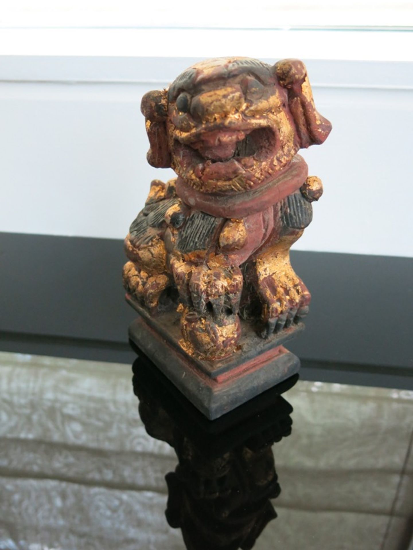 Pair of Wooden Chinese Ornamental Lions in Carved Wooden Box. "Chinese Good Luck Gift" - Image 3 of 9