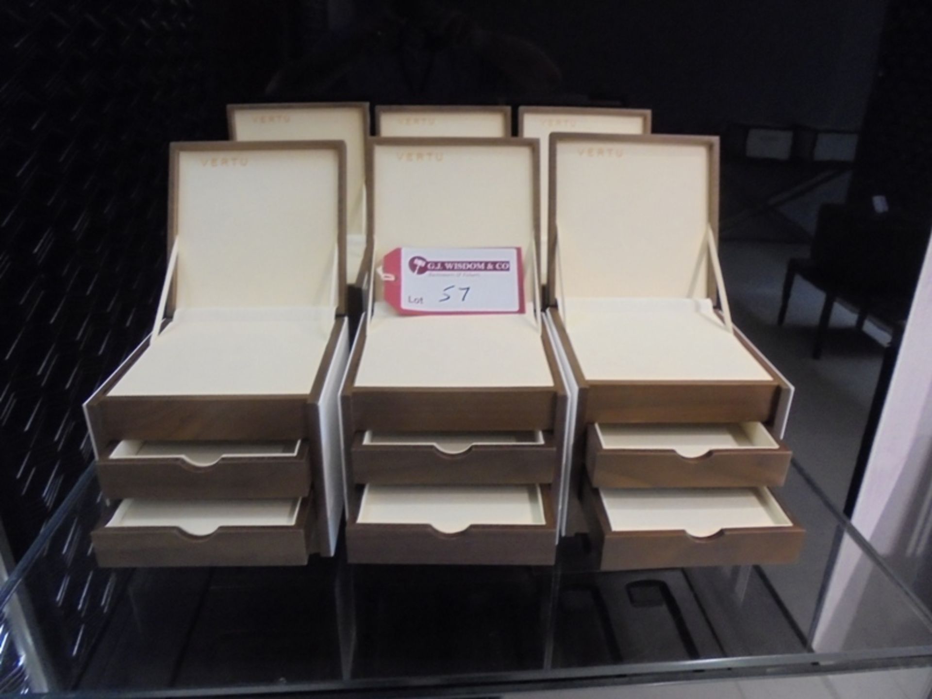 6 x Leather & Wood Trinket Boxes with Lift up Lid & 2 Drawers