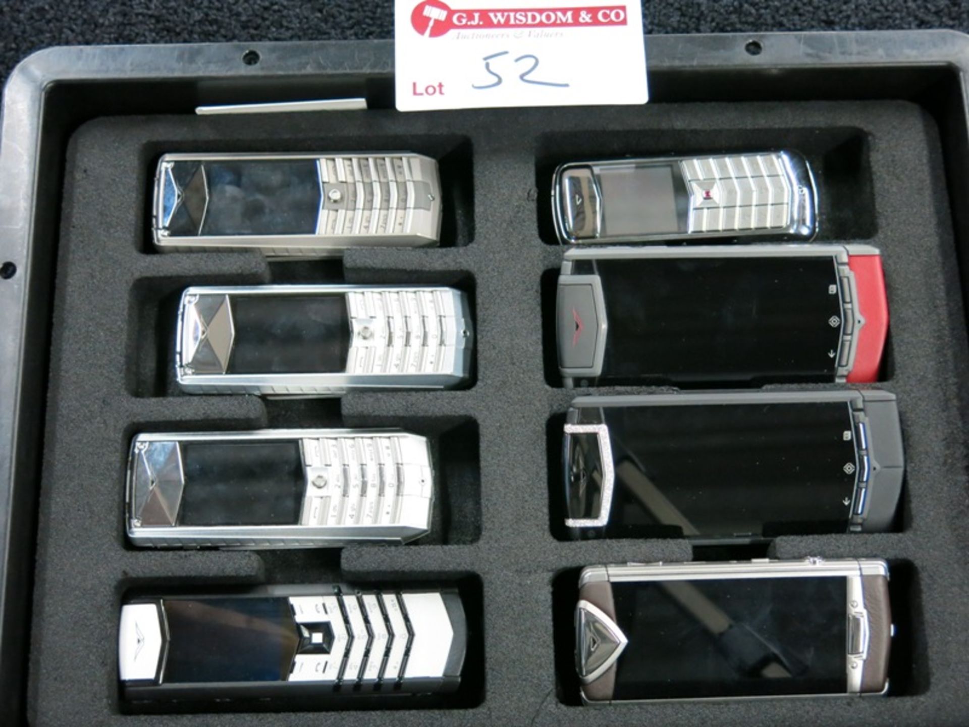 Archive Collection of 8 Assorted Vertu Mobile Phones. Various Products Models made of Stainless