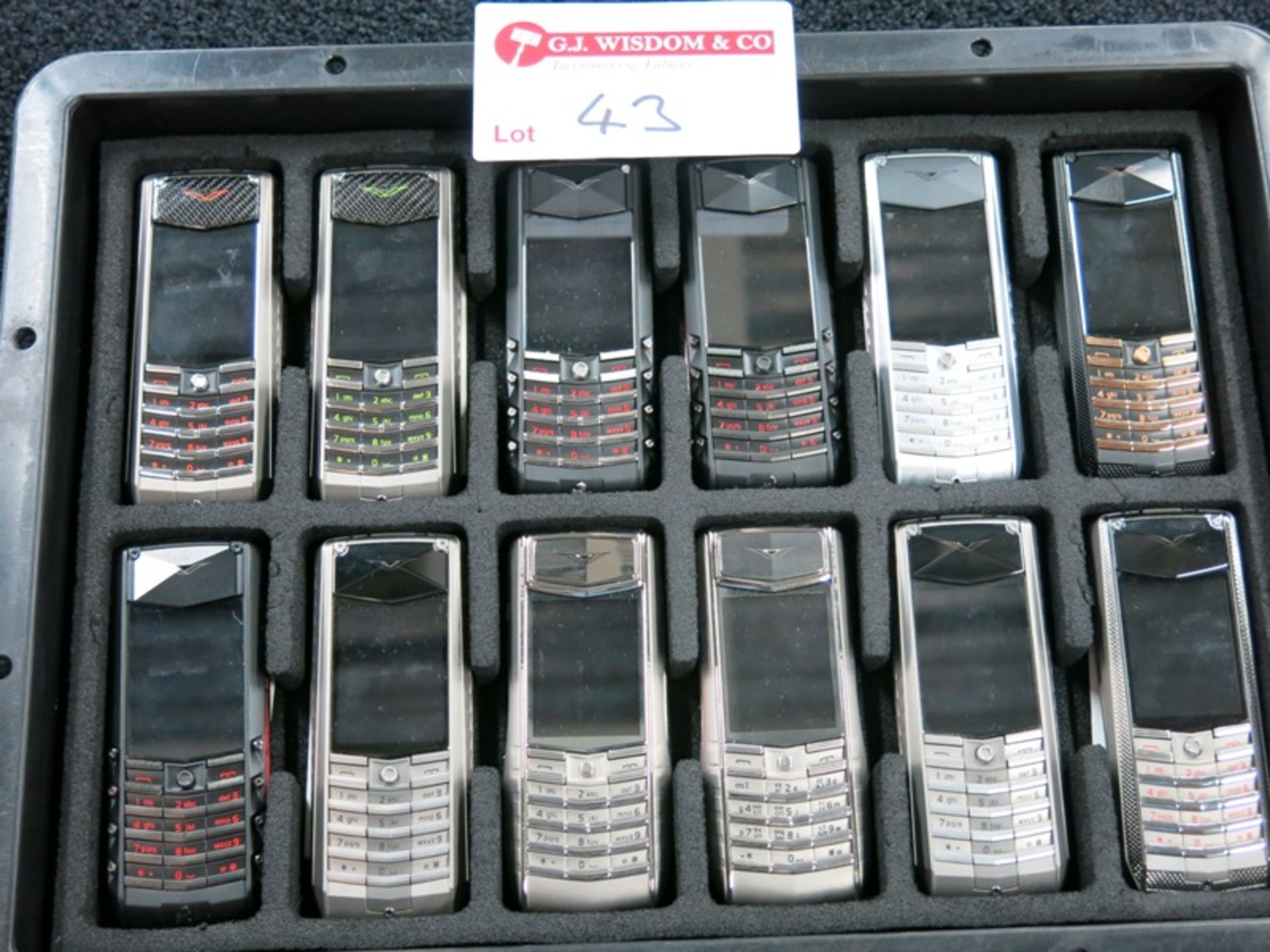 Archive Collection of 24 Vertu Ascent X Phones made of Titanium Stainless Steel, Ceramic Pillow,