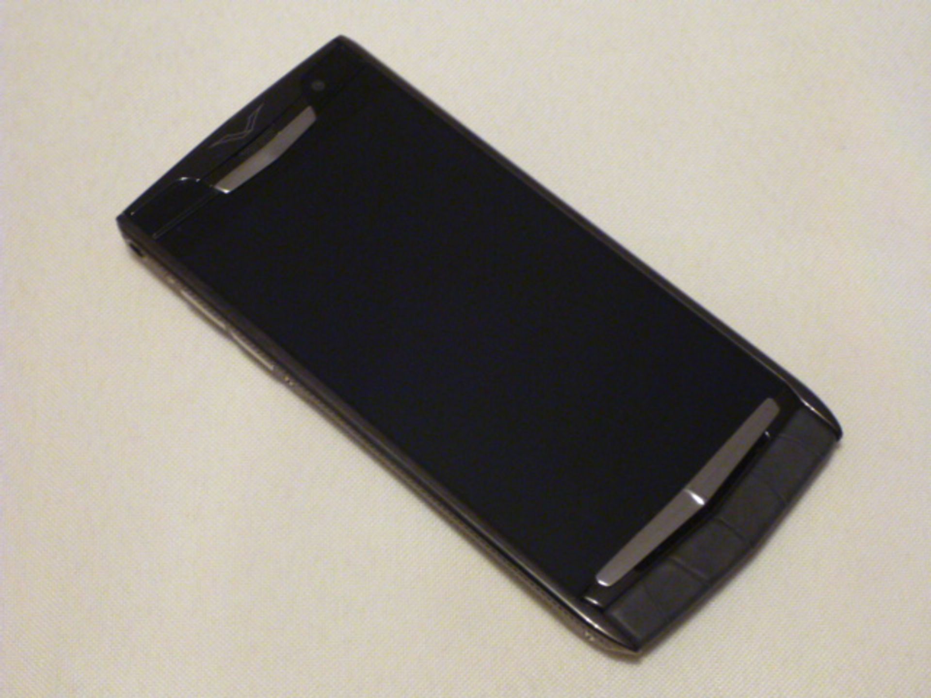 Vertu Signature Touch Phone, Clous De Paris, Black Alligator GL2. S/N 3-009257. Comes with Sales