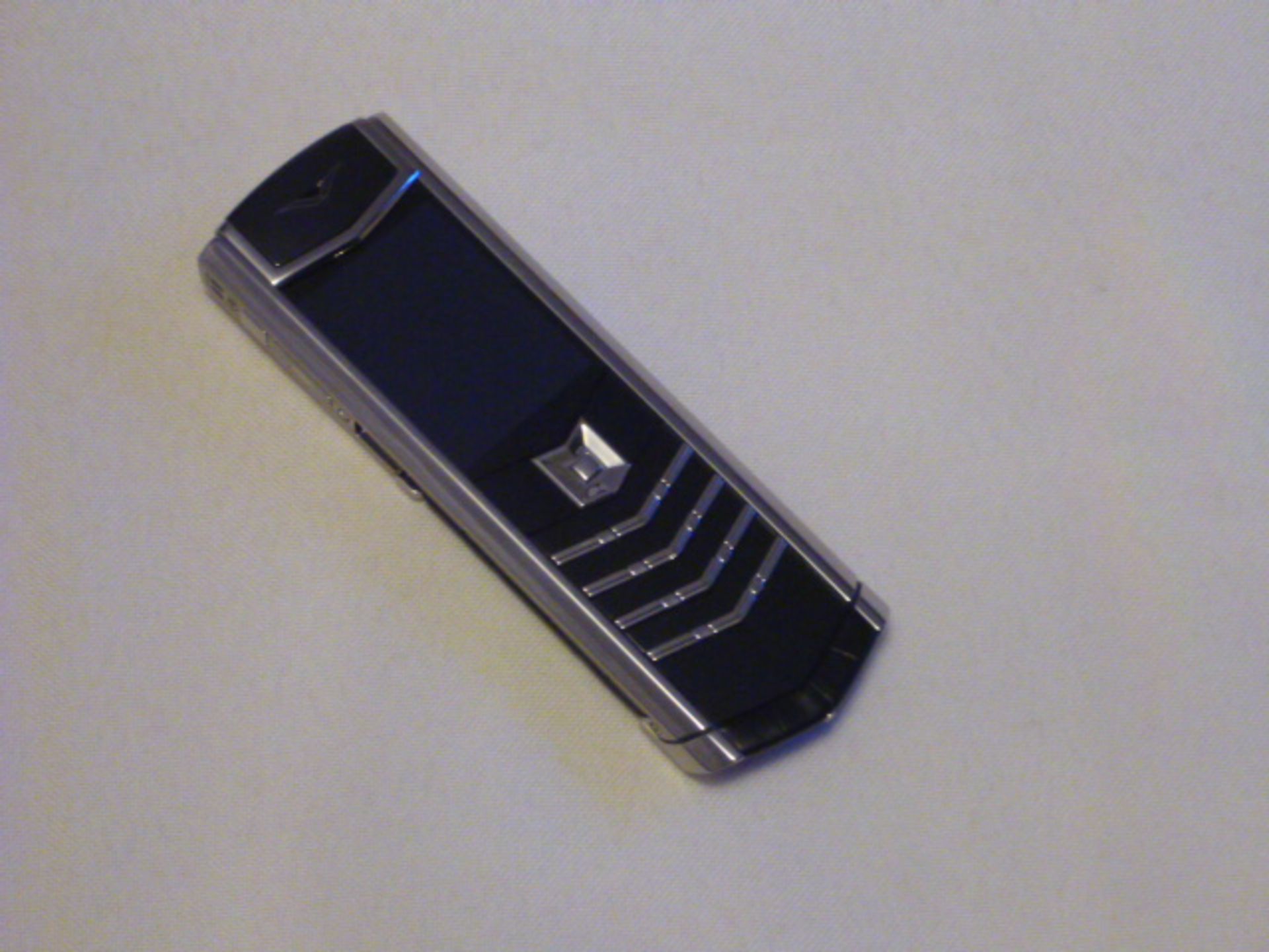 Vertu Signature S Phone (Cinderella Version) Stainless Steel with Black Alligator Skin Back. S/N S-