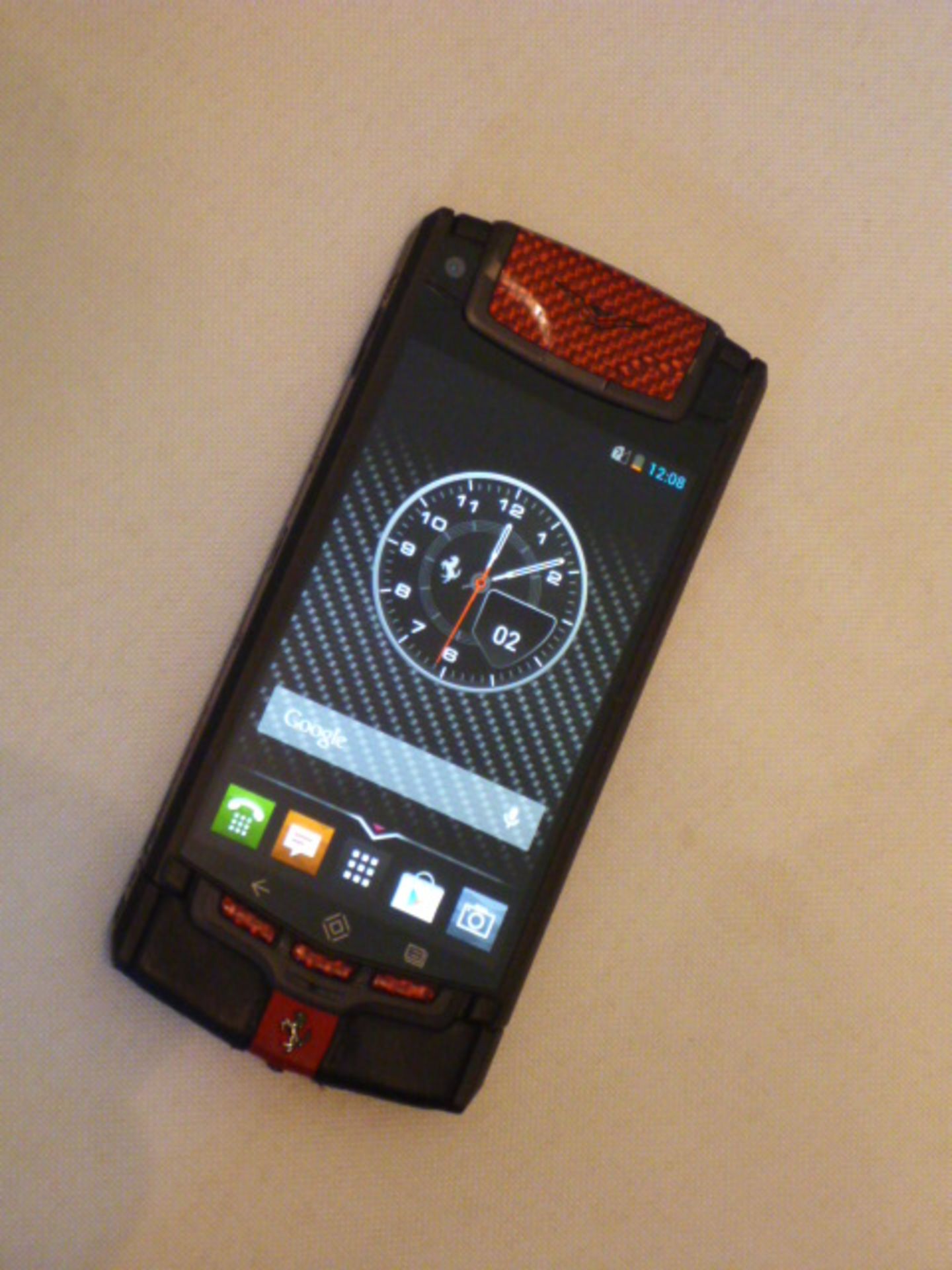 Vertu Ti Touch Phone, Ferrari Edition, Titanium Case, Carbon Fibre Pillow & Keys, Two Tone Black/Red