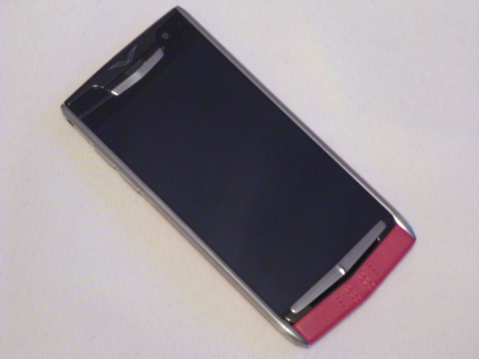 Vertu Signature Touch Phone, Red Stitched Leather. S/N 3-011307. Comes with Sales Pack, Charging