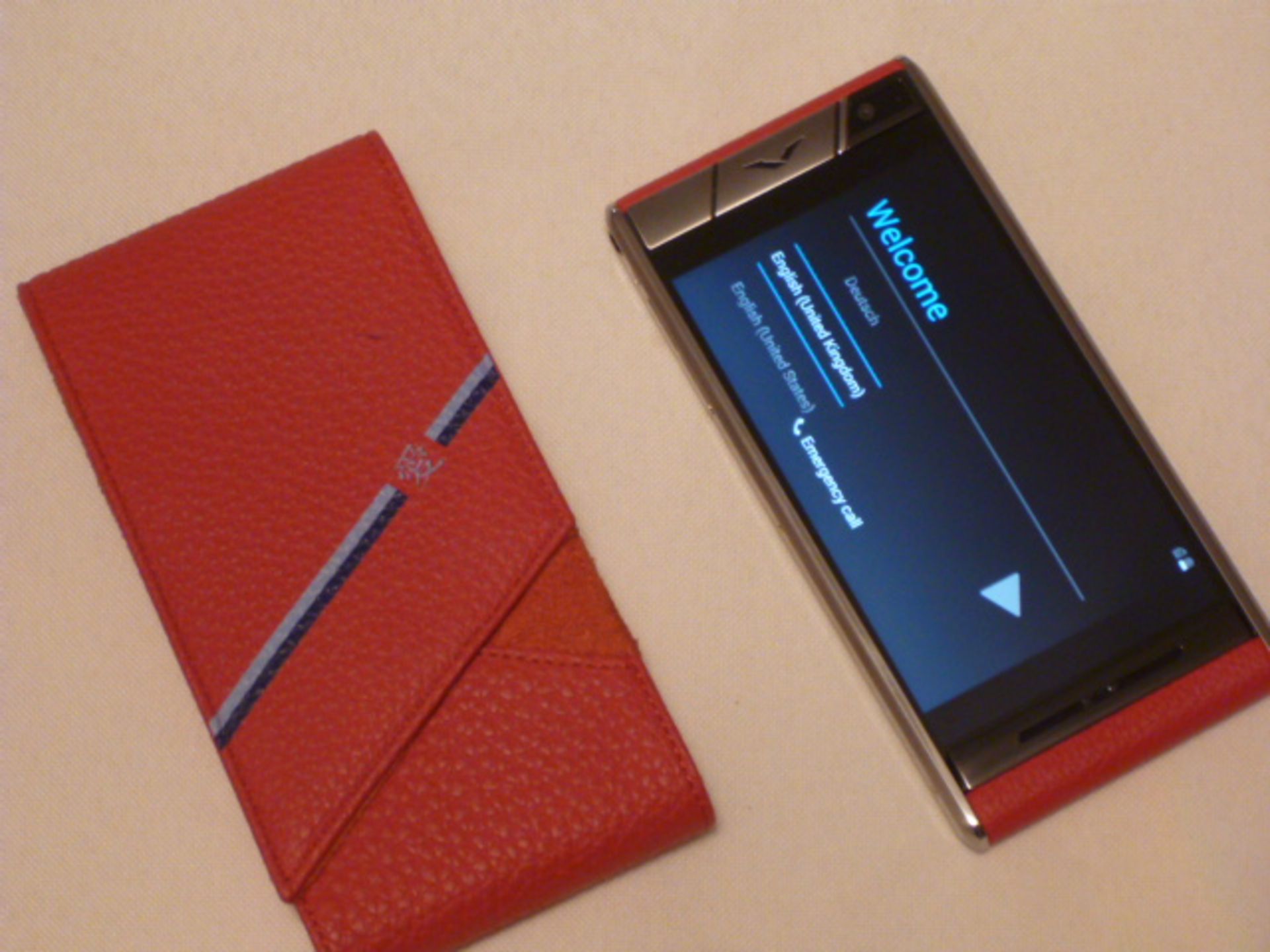 Vertu Aster Touch Phone, Pink Leather. Demonstrator, S/N I-005601. Comes with Matching Leather