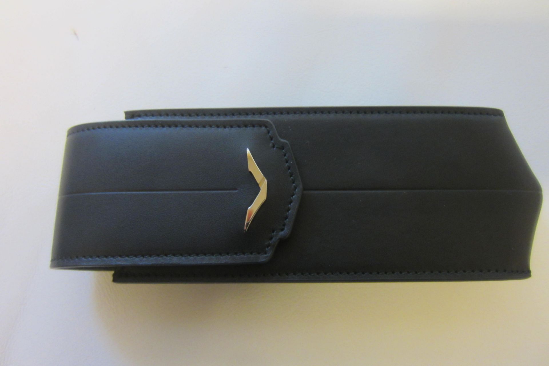 Signature S Black Leather Case with Thought to be White Gold "V" Insignia