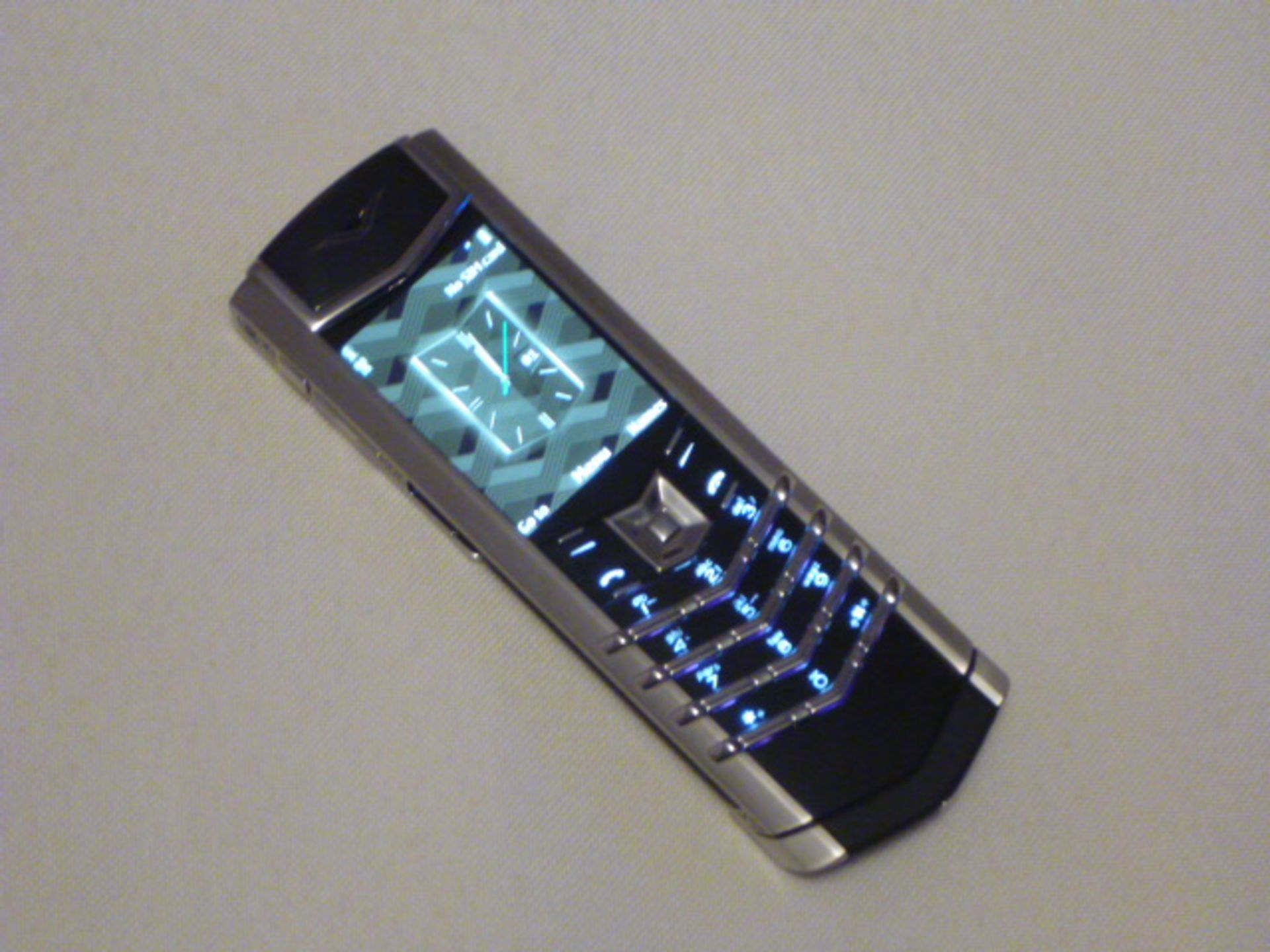 Vertu Signature S Phone (Cinderella Version) Brushed Stainless Steel with Black Leather, S/N S-