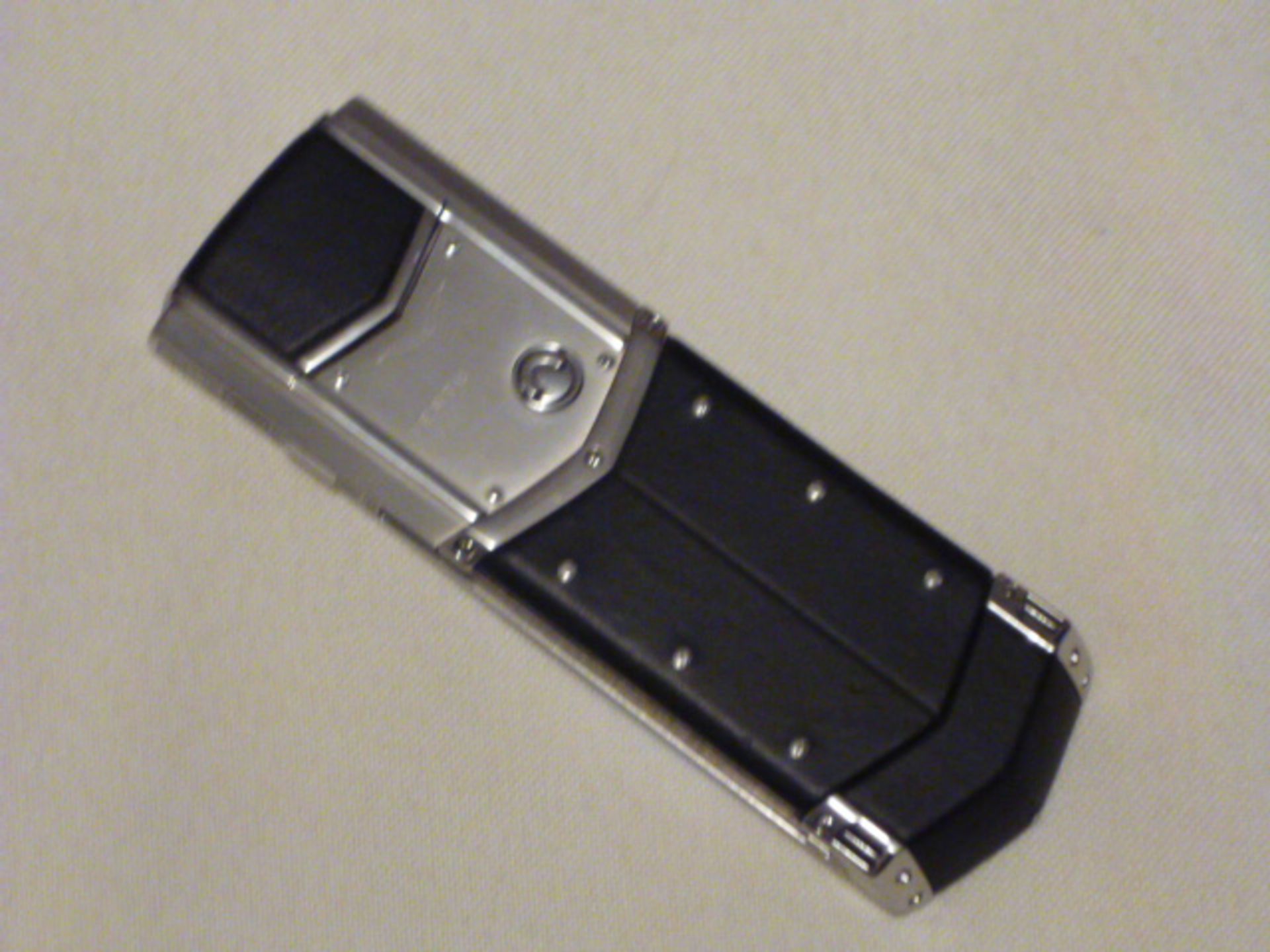 Vertu Signature S Phone, Brushed Stainless Steel with Black Leather Back. S/N S-000075. Comes in Box - Image 2 of 3