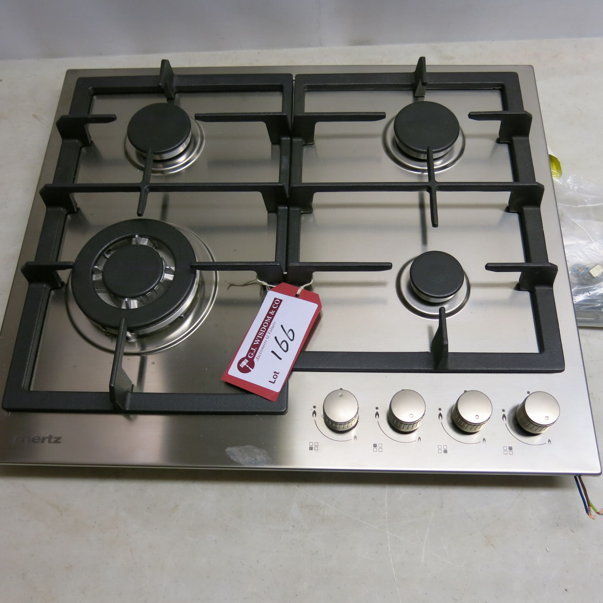 Mertz Stainless Steel 4 Ring Gas Hob, Model MG630SS. Size 60cm x 50cm with Tools & Fittings. New/