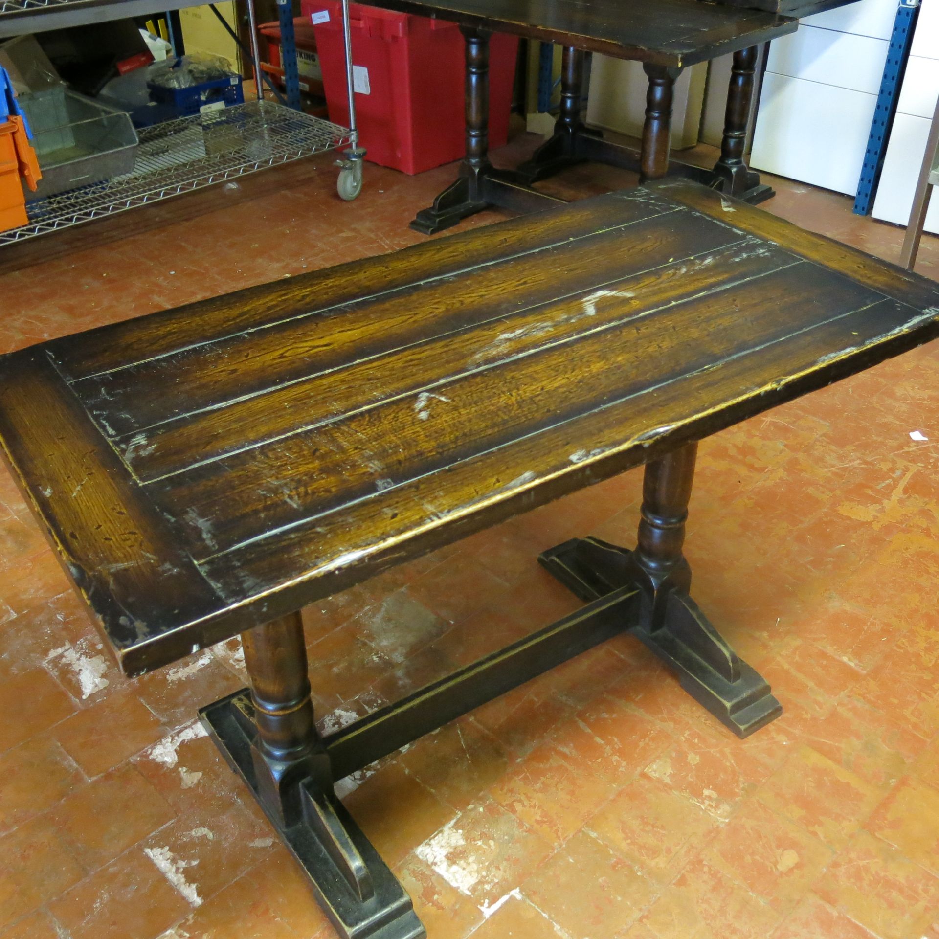 4 x Oak Pub Style Refectory Tables. Size (H) 75cm x (W) 122cm x (D) 60cm.
