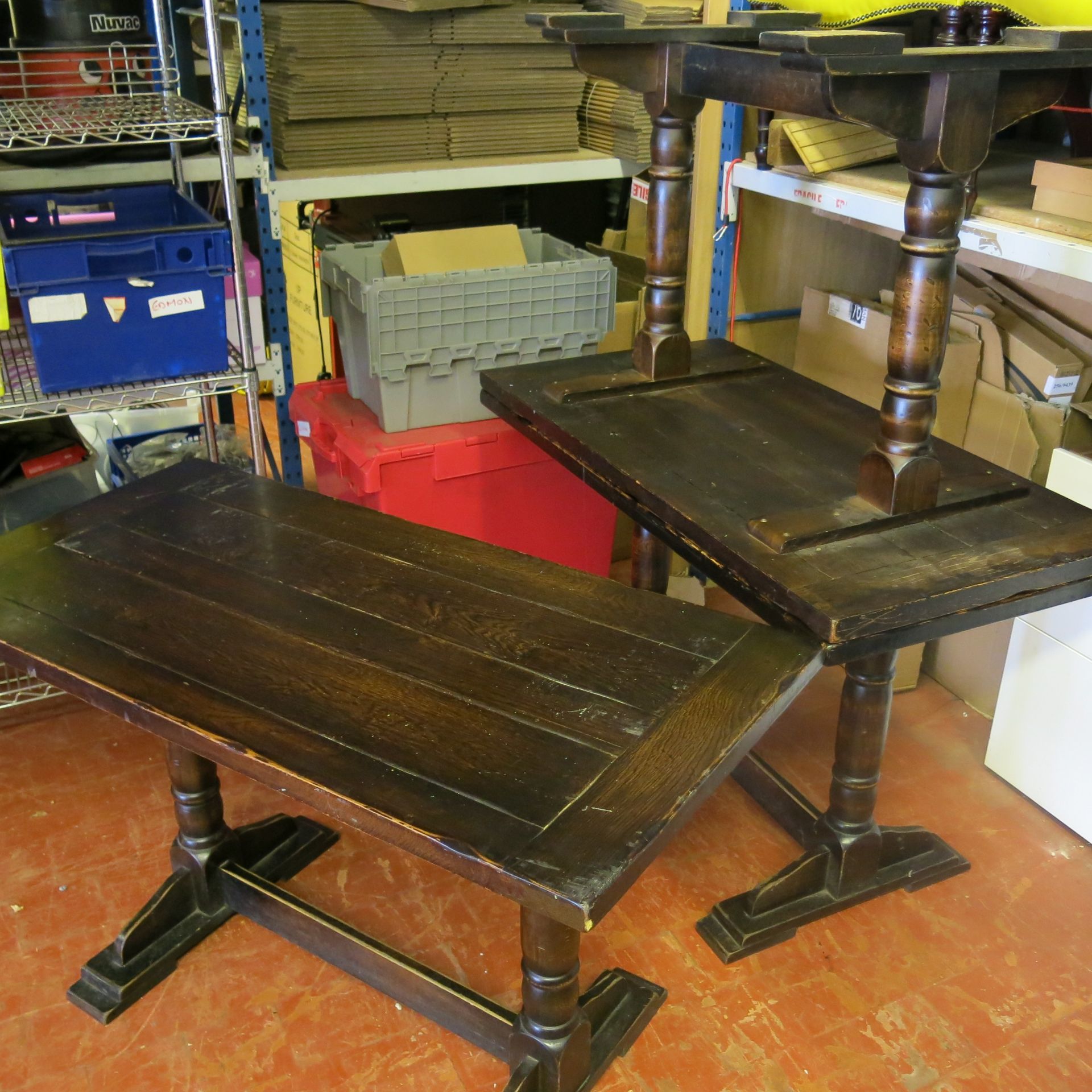 4 x Oak Pub Style Refectory Tables. Size (H) 75cm x (W) 122cm x (D) 60cm. - Image 4 of 4