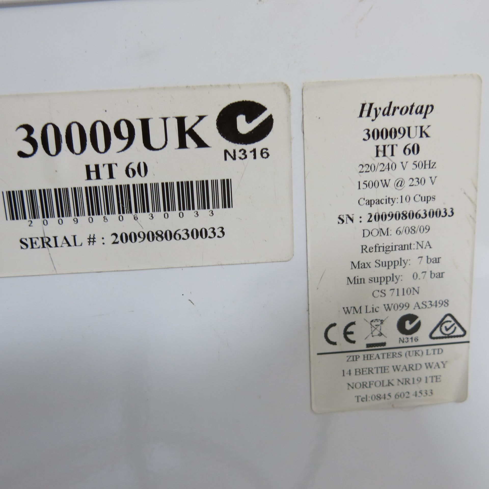 Zip HT60 Hydrotap, Boiling Only Unfiltered 30009UK. Ex Display/As Viewed. - Image 3 of 4