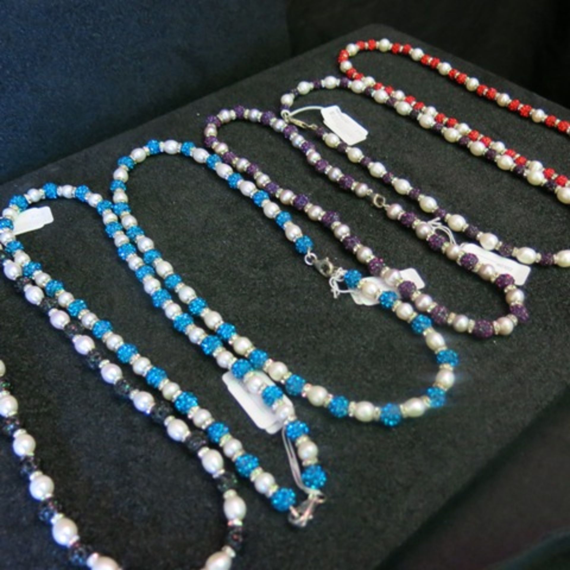 6 x Mixed Pearl & Coloured Stone Necklace with CZ/Clear Stone Separators. Total RRP £768.00 - Image 5 of 5