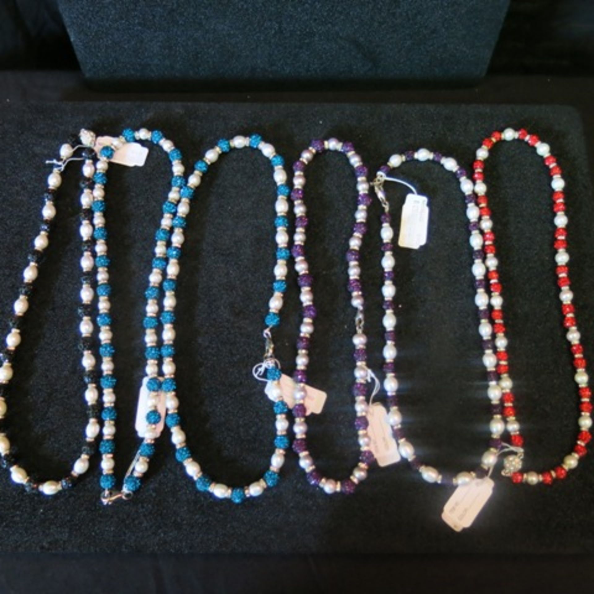 6 x Mixed Pearl & Coloured Stone Necklace with CZ/Clear Stone Separators. Total RRP £768.00 - Image 4 of 5