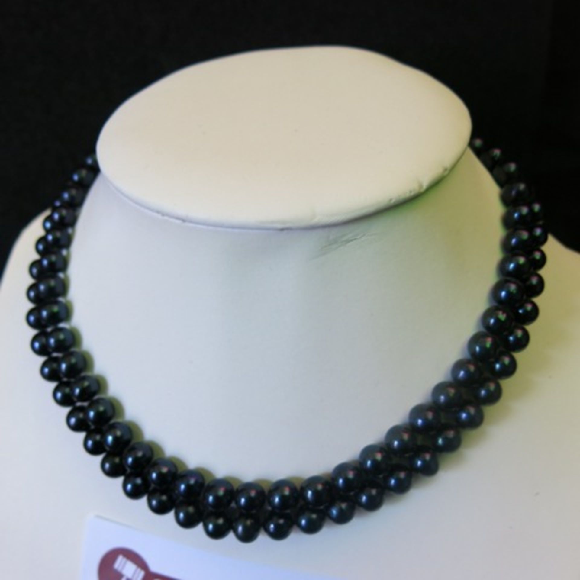 Double Band Blue Pearl (7.5mm) Necklace. RRP £228.00 - Image 2 of 3