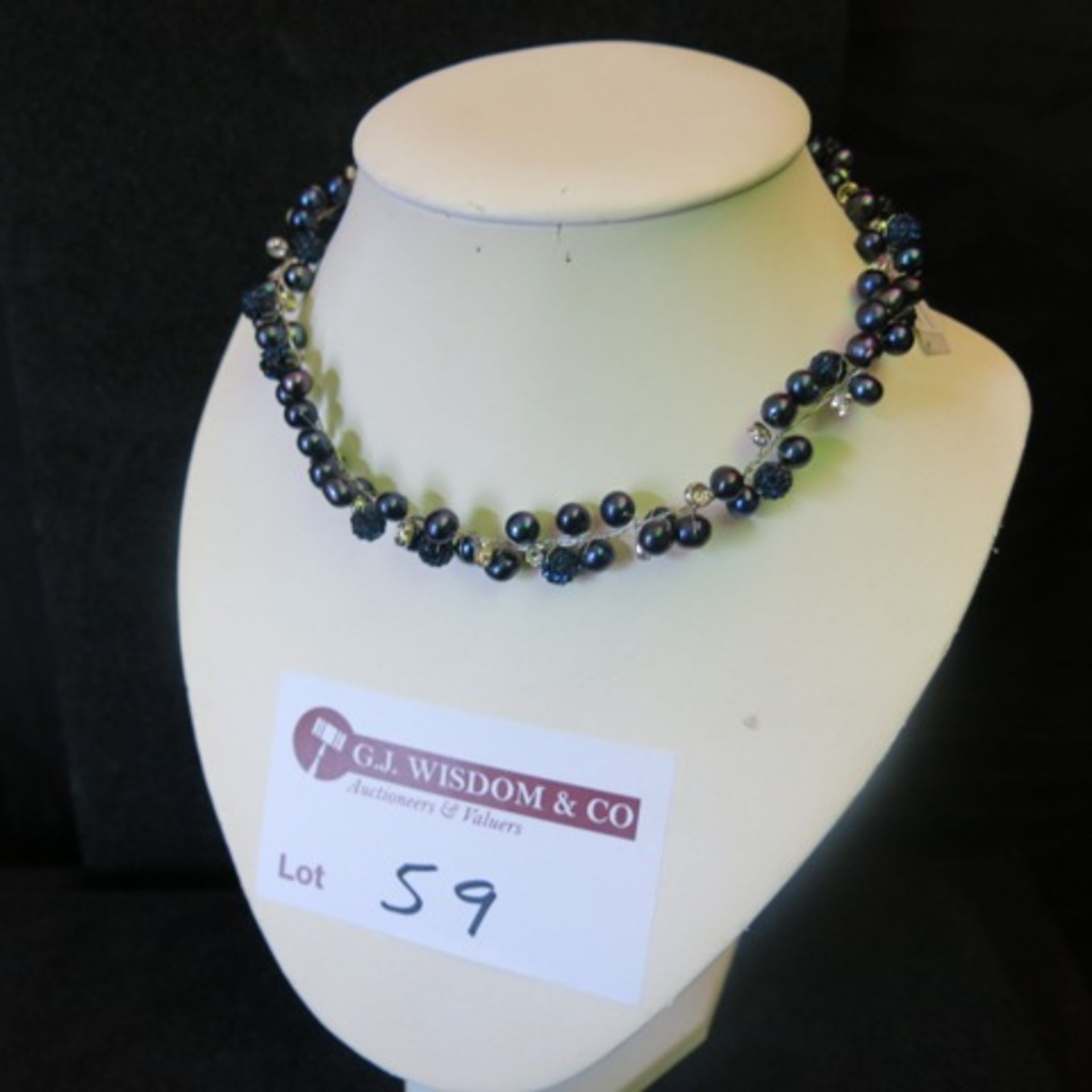 Mixed Dark Pearl & Dark Coloured Stone Entwined Necklace with CZ/Clear Stone Detail. RRP £148.00