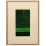 Keith Grant Single Birch In Spring acrylic and oil pastel on board signed and dated 4/16 34.