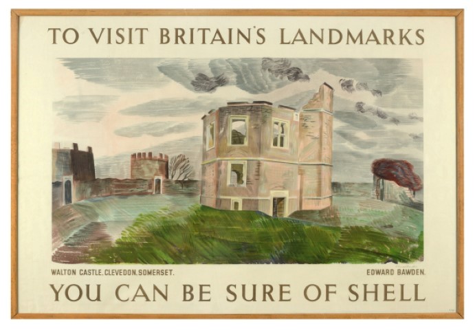 Edward Bawden Walton Castle, Clevedon for Shell Poster 74 x 109.