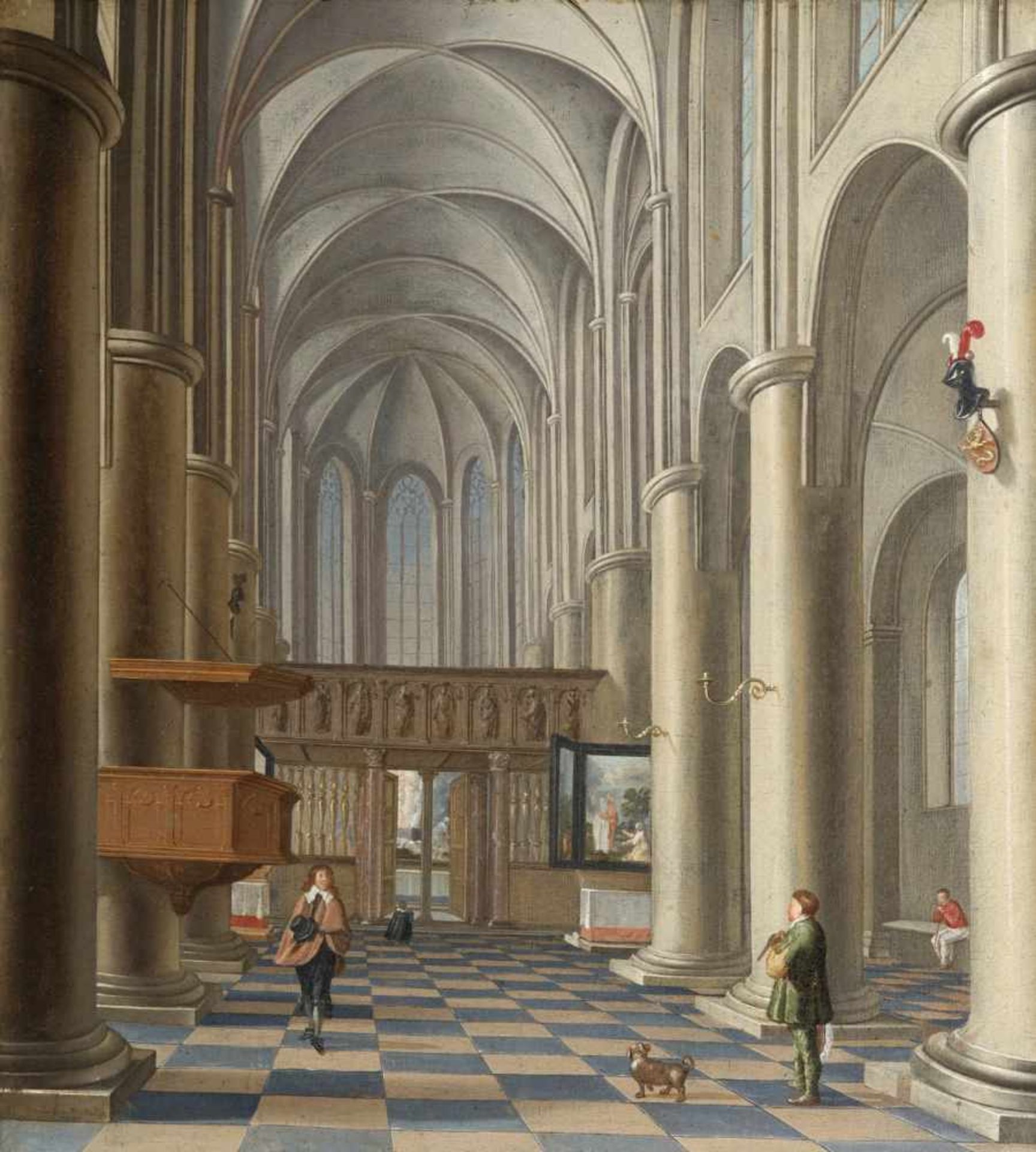 NICKELE Isaac van, Haarlem vers 1635 - 1703 [NL].Intérieur d'une église, huile sur toile (78 x 69