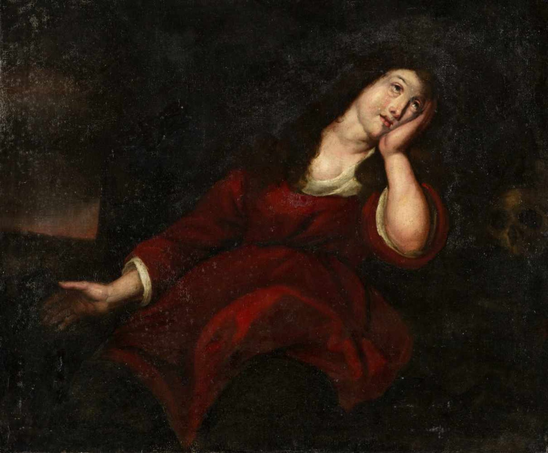 Ecole ITALIENNE de la fin du XVIIème siècle [IT].Marie Madeleine, huile sur toile (103 x 118 cm).