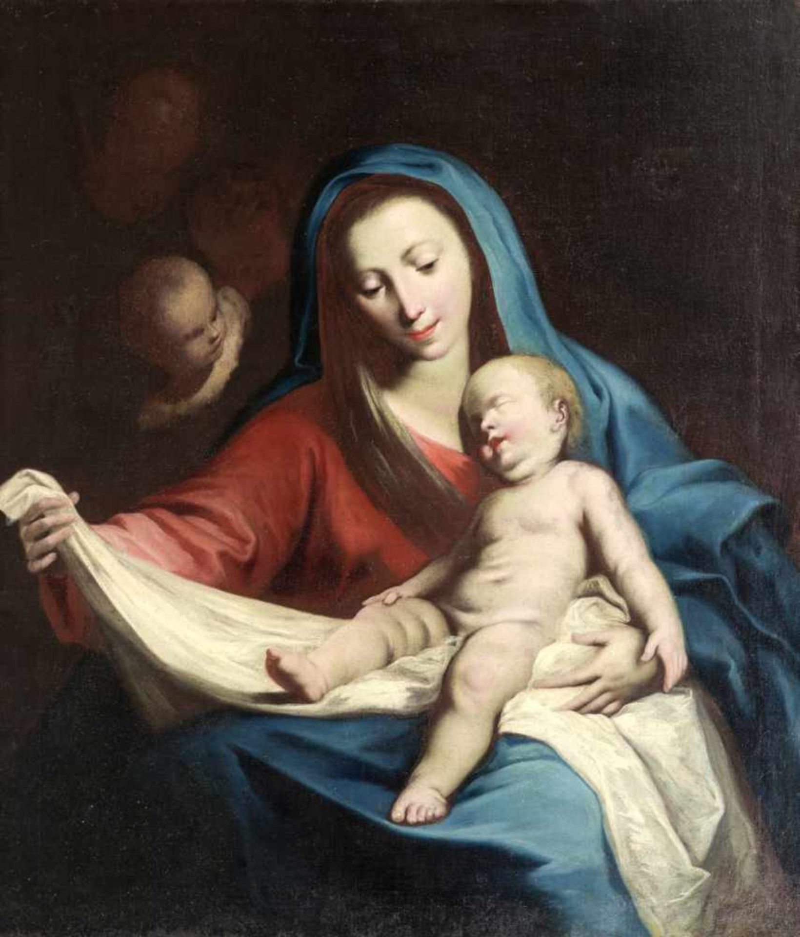 PETRINI Nicolo (suiveur de), école ITALIENNE du XVIIème siècle [IT].Vierge à l'enfant, huile sur