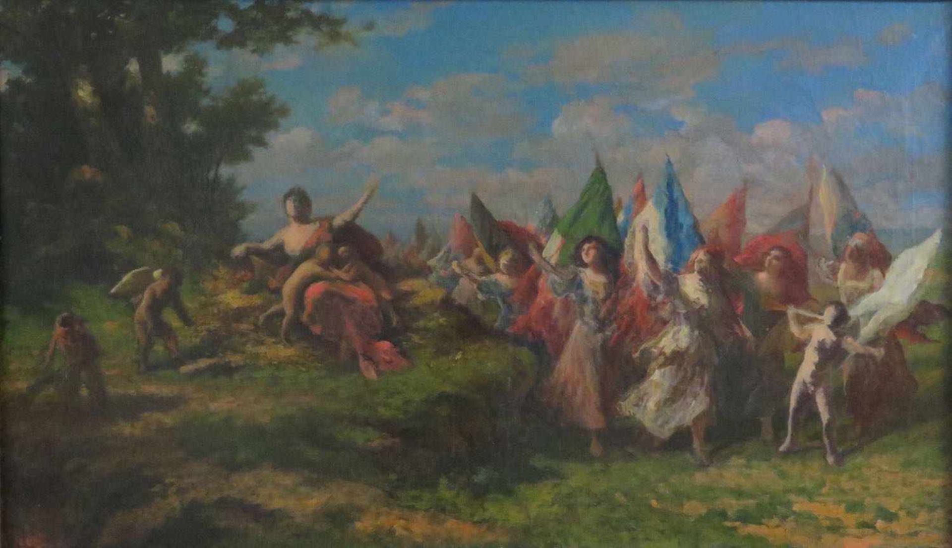 INNOCENTI Camillo (attribué à), 1871-1961 [IT].Allégorie de la Victoire, huile sur toile (63.5 x
