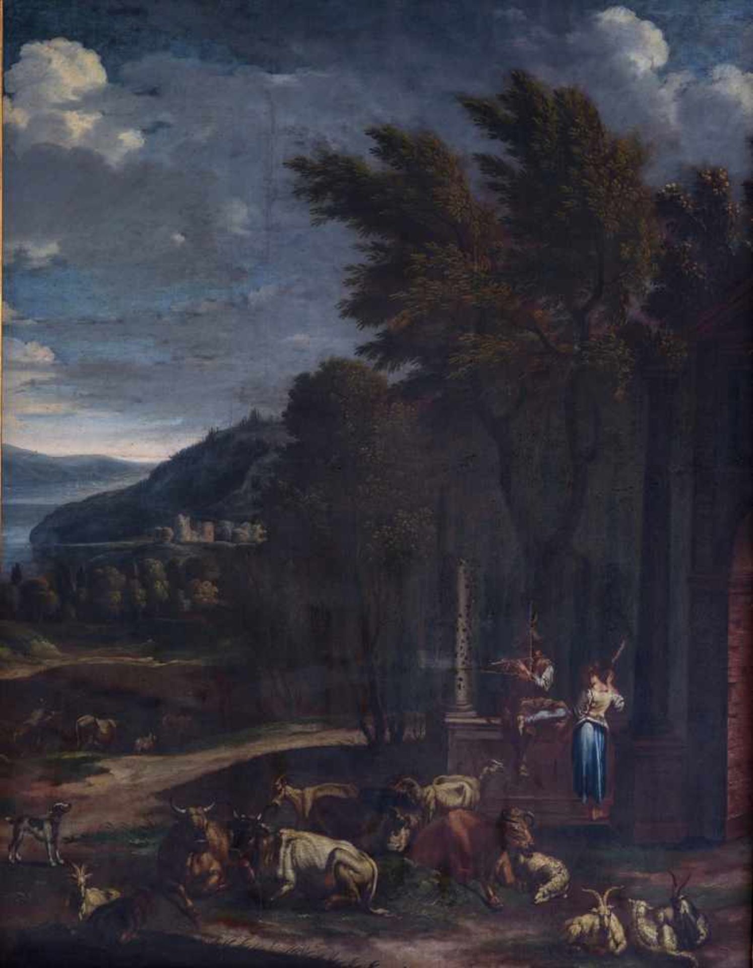 HUYSMANS Jean-Baptiste (attribué à), 1654 - 1716 [FL].Une bergère et un joueur de flûte dans un