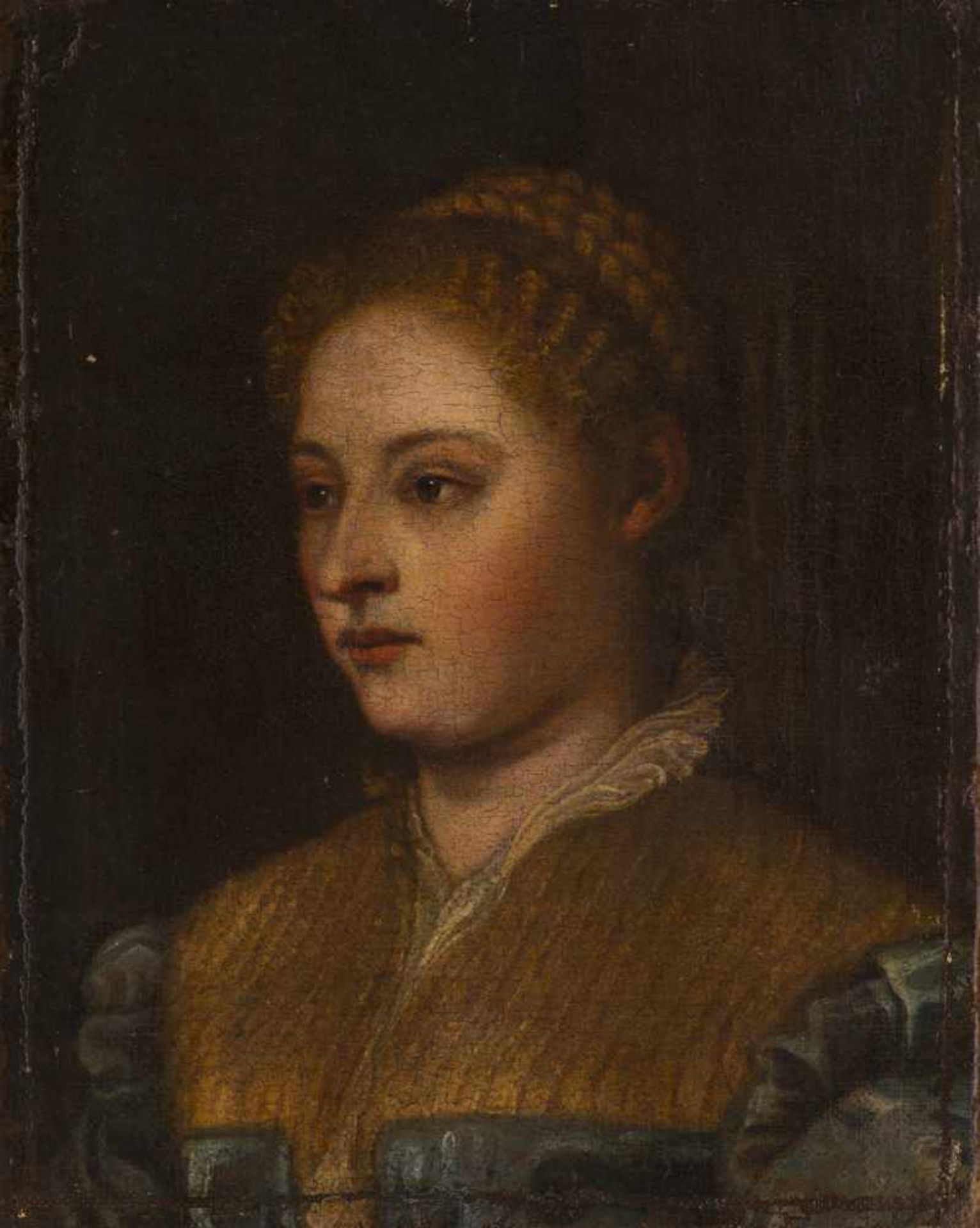 TITIEN (suiveur de), ÉCOLE VÉNITIENNE vers 1600 [IT].Portrait de femme, huile sur toile (24.5 x 20