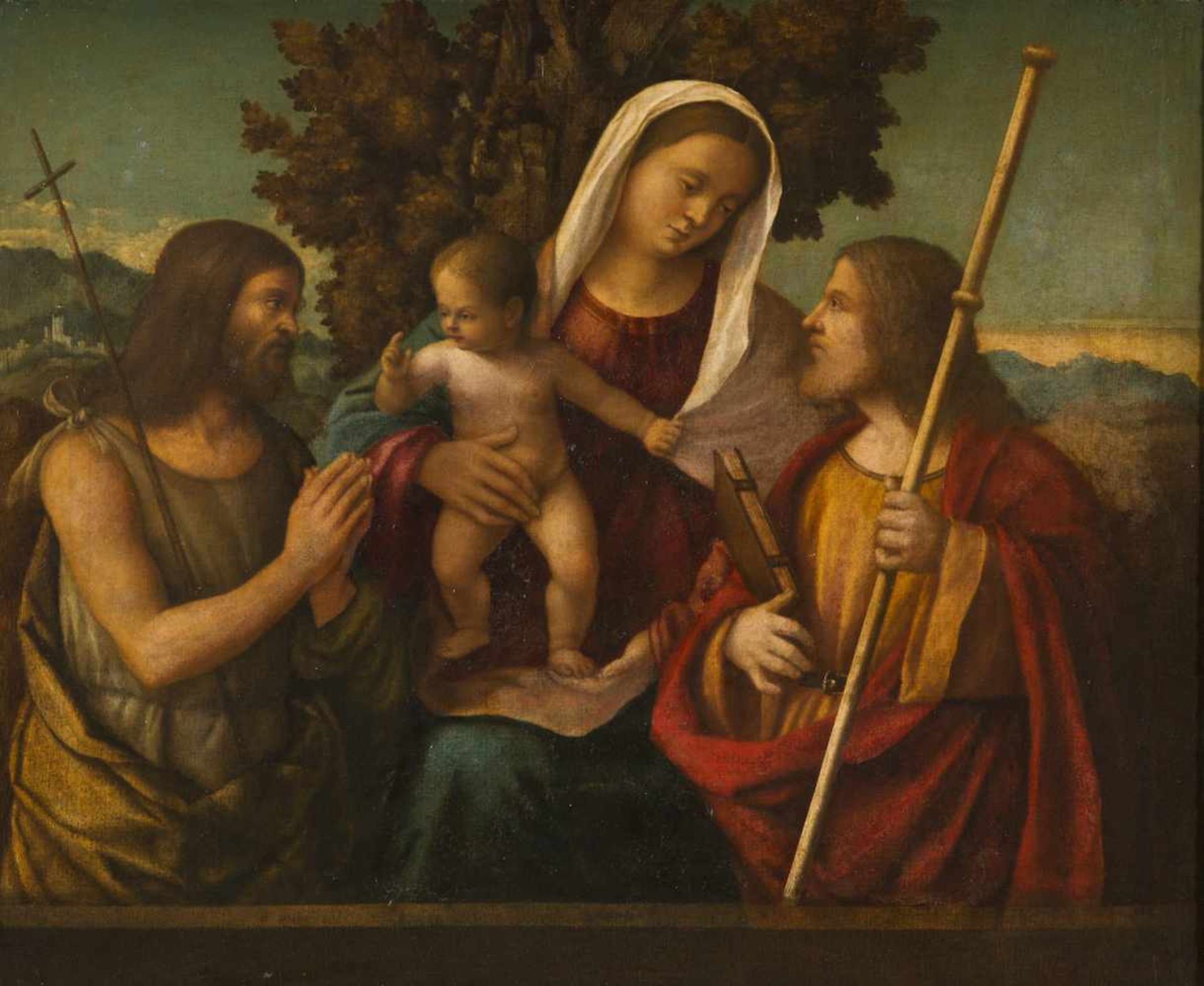 BELLINI Giovanni, (entourage de), école ITALIENNE du XVIème siècle [IT].La Vierge à l'enfant avec